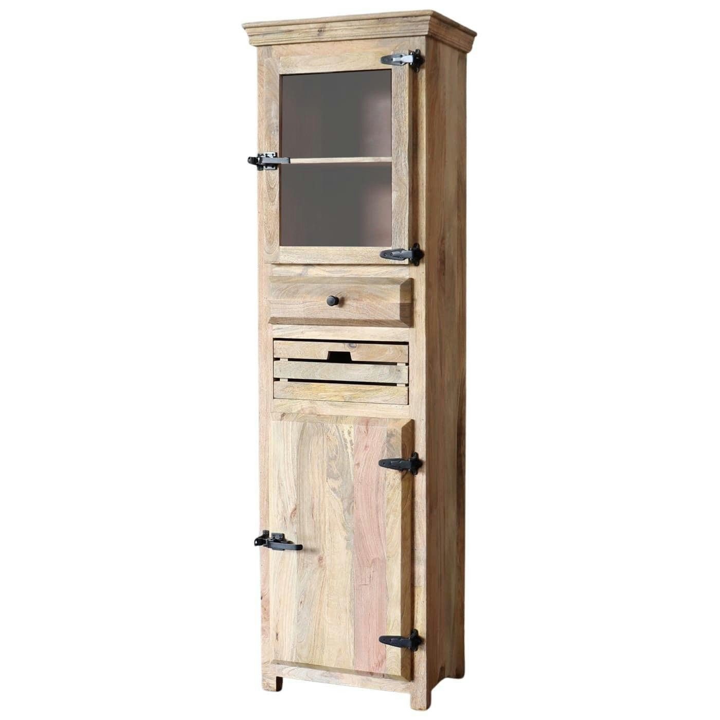 baario Mehrzweckschrank Hochschrank STONE 60cm breit Vintage Vitrine massiv Industrial Design