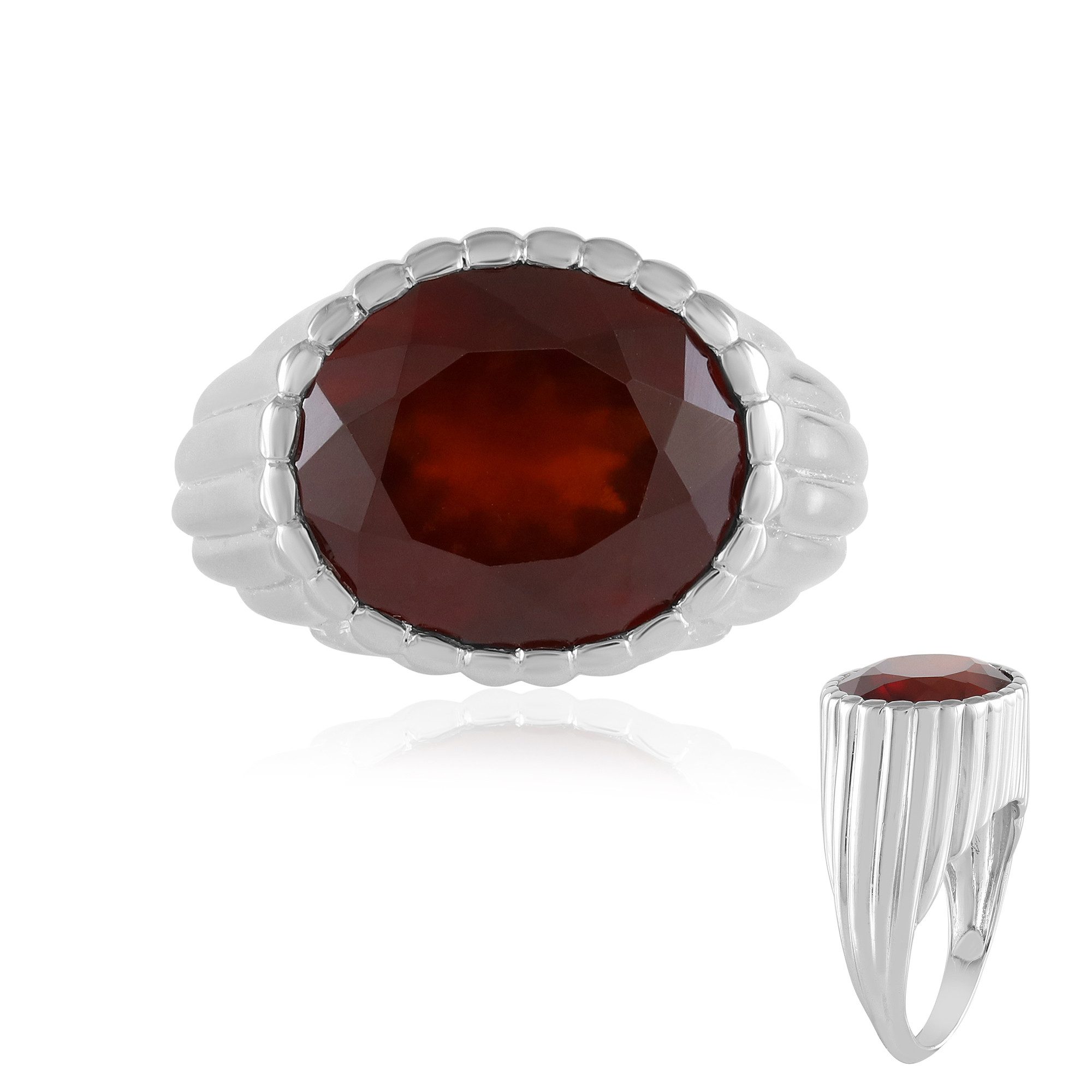Cavill Solitärring Hessonit Granat Platin plattiert Silber Ring (1-tlg)