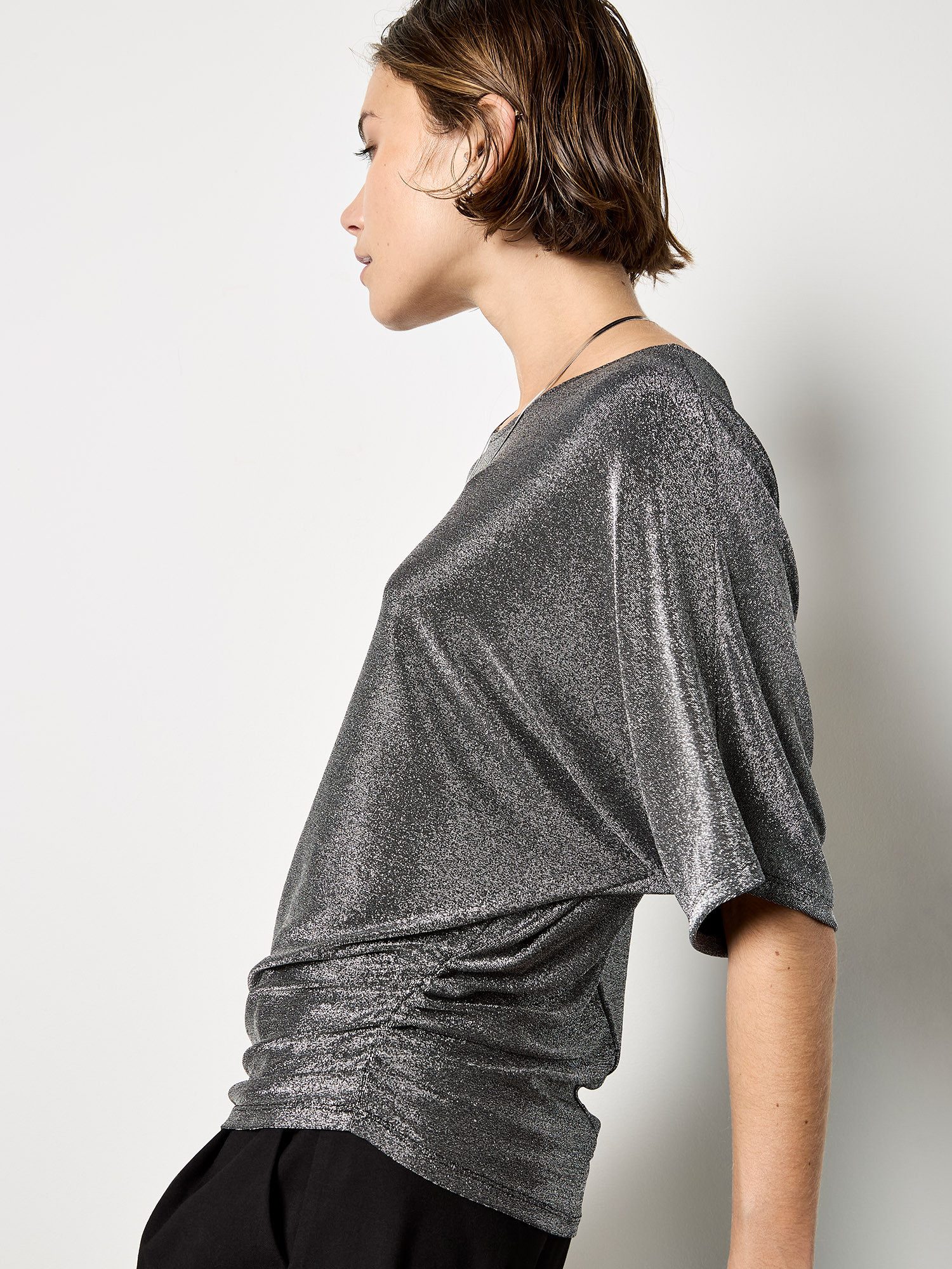 Apricot Paillettenshirt Partyshirt mit Glitzereffekt