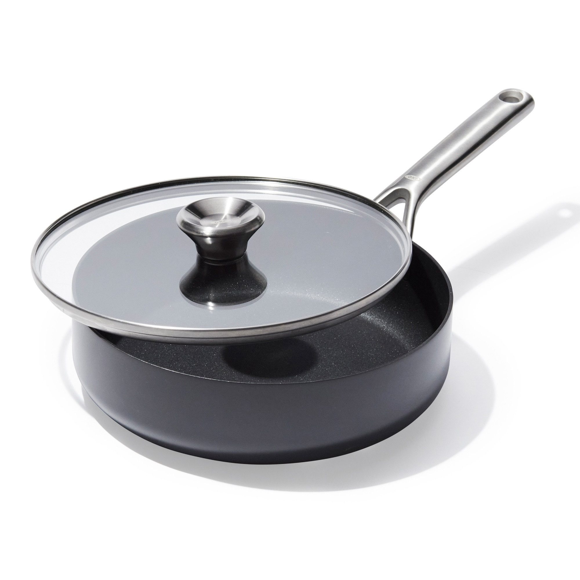 OXO Good Grips Servierpfanne Ceramic Professional Antihaft-Sauteuse 24 cm mit Deckel, Edelstahl (1-tlg), mit hohen Wänden, ideal für Anbraten, Saucen und sanftes Köcheln