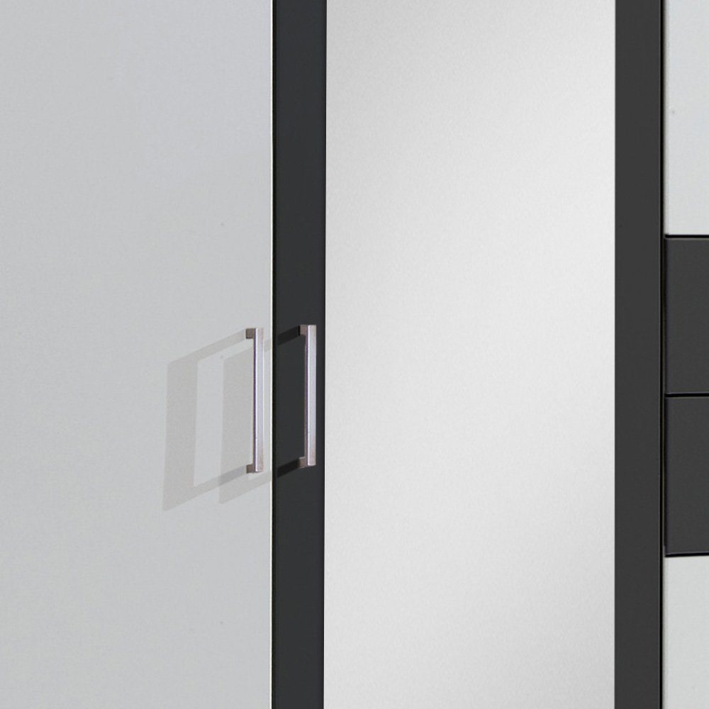 Stauraum, Stylefy Graphit Spiegel, Design, variabel Schubladen aus mit Vienna Metall, stellbar, - mit (Kleiderschrank, viel 8-türig, Holzwerkstoff, Mehrzweckschrank) Modern Weiß Drehtürenschrank