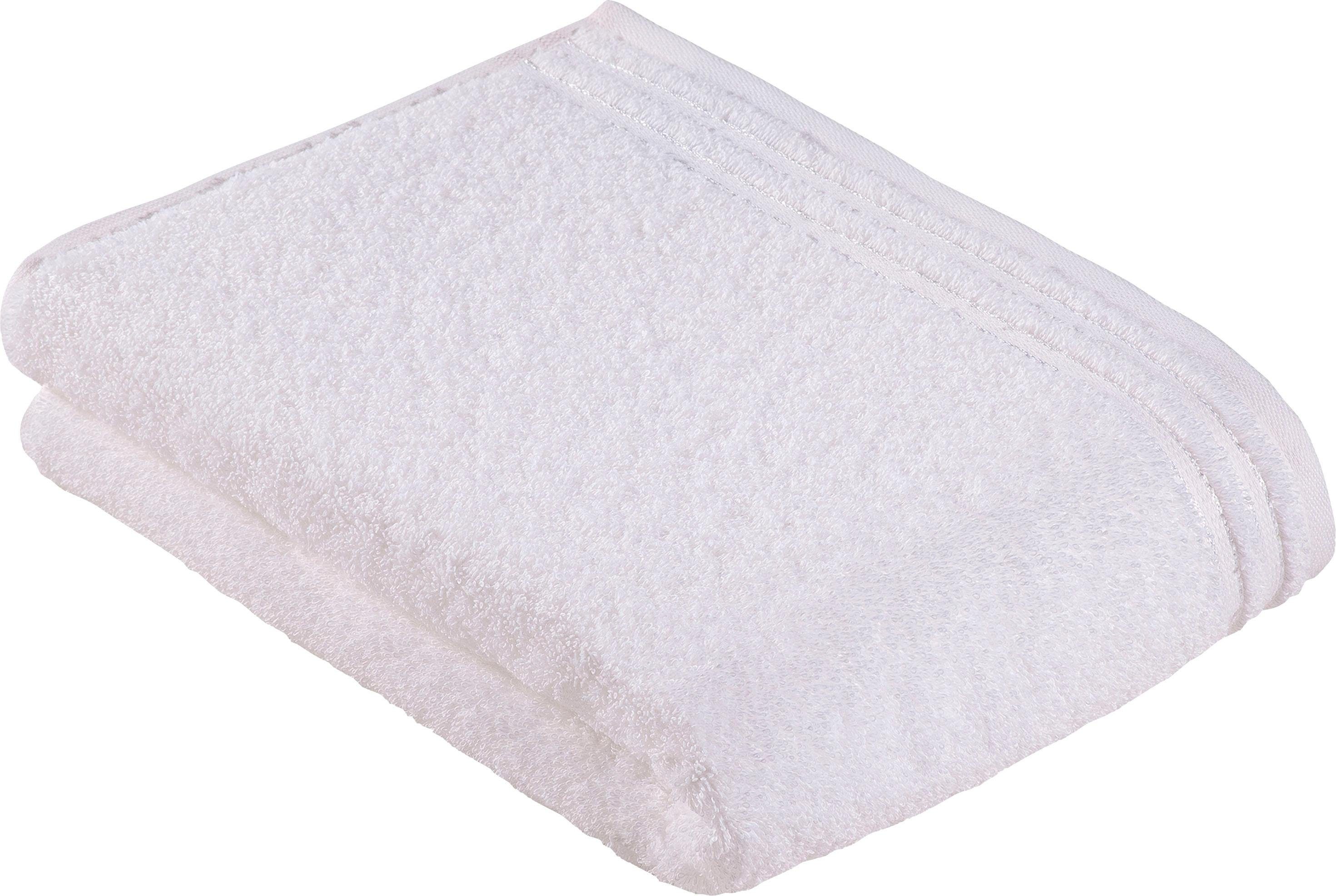 Vossen Handtuch Calypso einfarbig schmaler Vegan, mit weiß aus 100% Bordüre Feeling, Baumwolle, Walkfrottee (1-St)