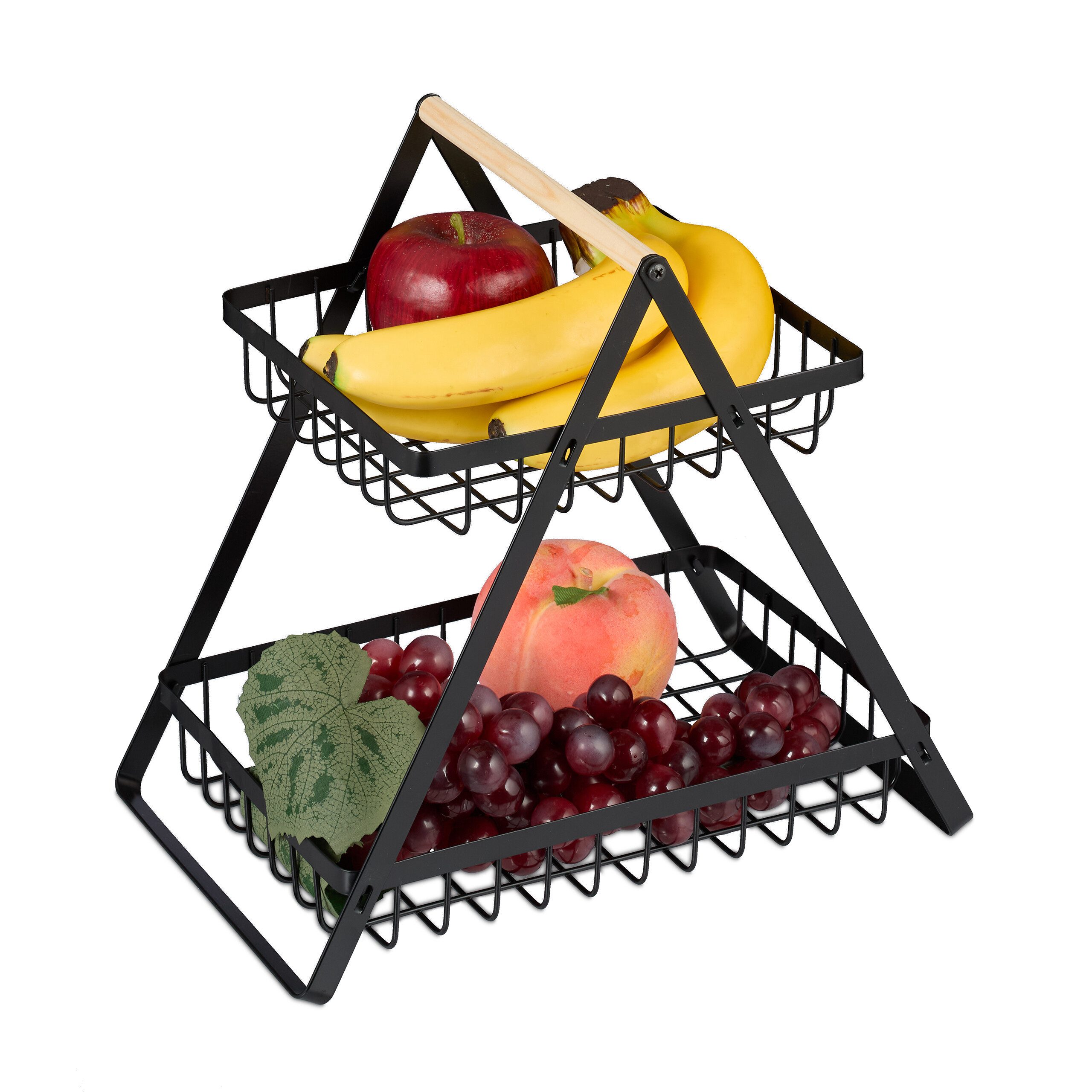 relaxdays Obstschale Obstkorb Etagere 2-stöckig, Eisen