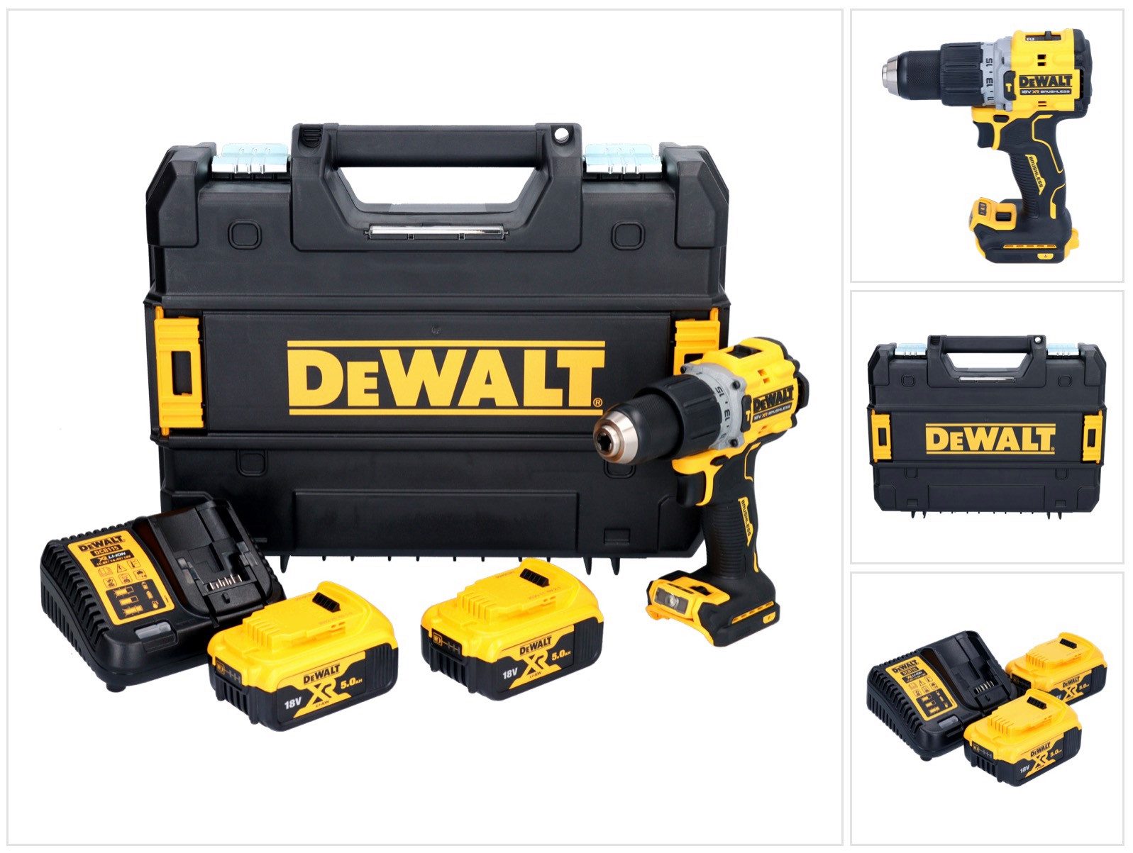 DeWalt Akku-Schlagbohrschrauber DCD 805 P2T 18 V 90 Nm Brushless + 2x Akku 5,0 Ah + Ladegerät + TSTAK