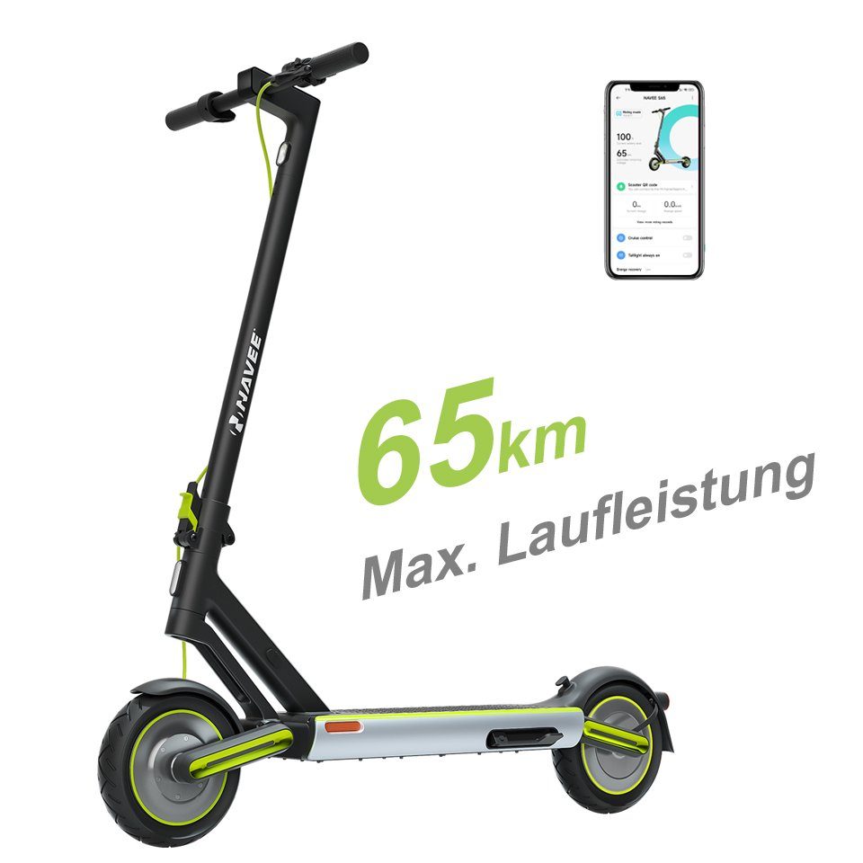 NAVEE E-Scooter mit Straßenzulassung ABE, LED Display, Max. Laufleistung 64 km, 20 km/h, IPX5 wasserdicht, Doppel-Federungssystem & Bremsen, App-Steuerung
