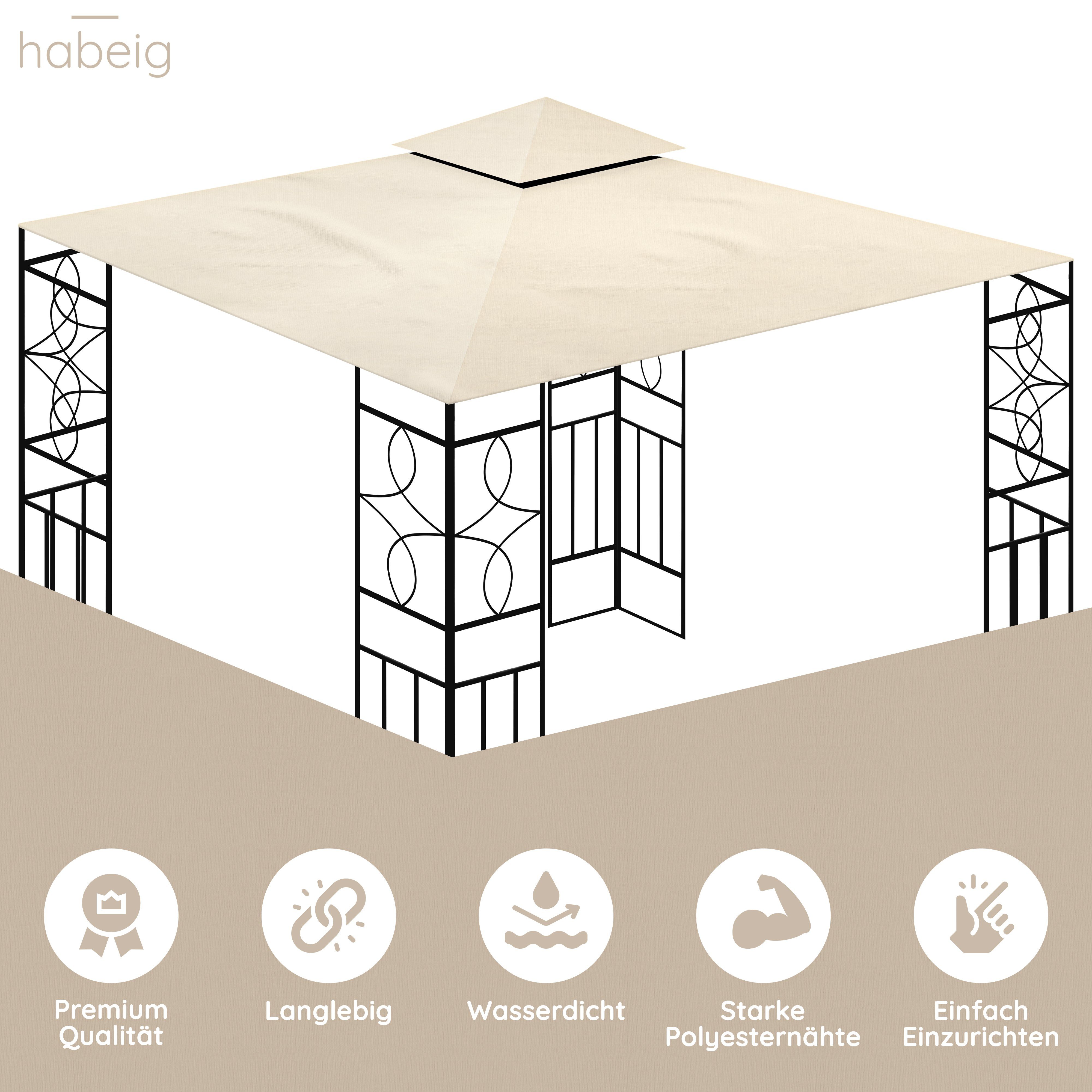 habeig Pavillon-Ersatzdach Ersatzdach 340g/m² SPITZ PVC Beschichtung Pavillondach Wasserdicht, 310,00 g/m², 100% Wasserdicht