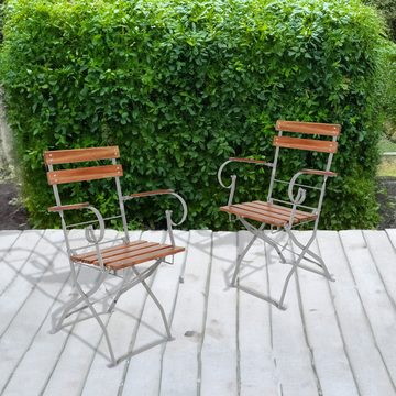 Spetebo Bistrostuhl Biergarten Sessel mit Armlehnen (Menge wählbar, 1 St), klappbar ca. 84 x 53,5 cm aus Akazienholz mit Armlehnen