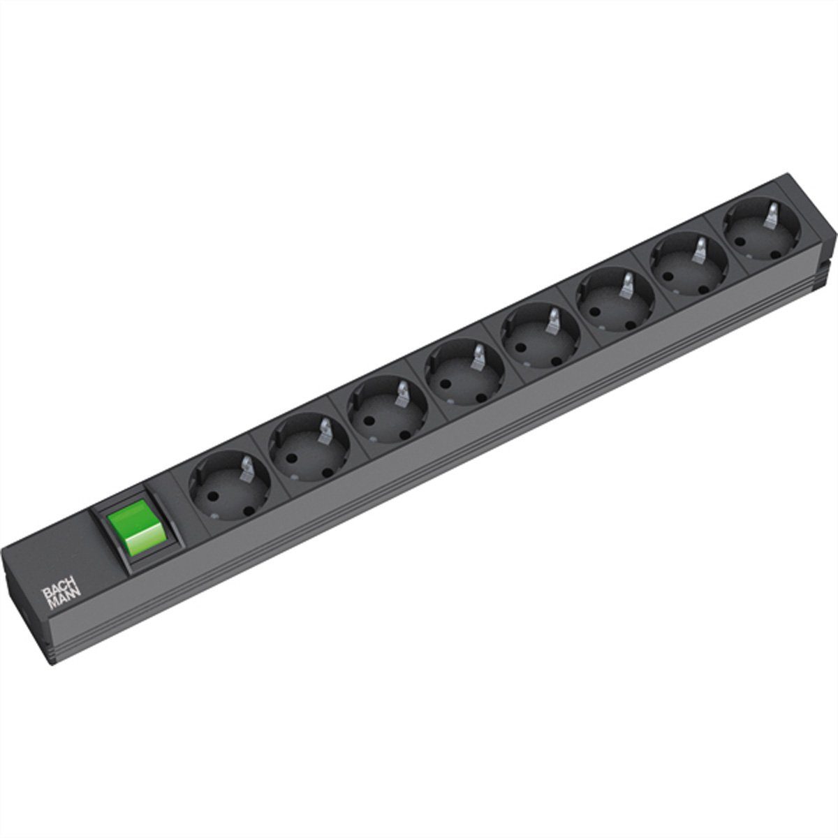 Bachmann 19" Steckdosenleiste 8fach, mit Schalter, schwarz Steckdosenleiste (Kabellänge 2 m), 333.505