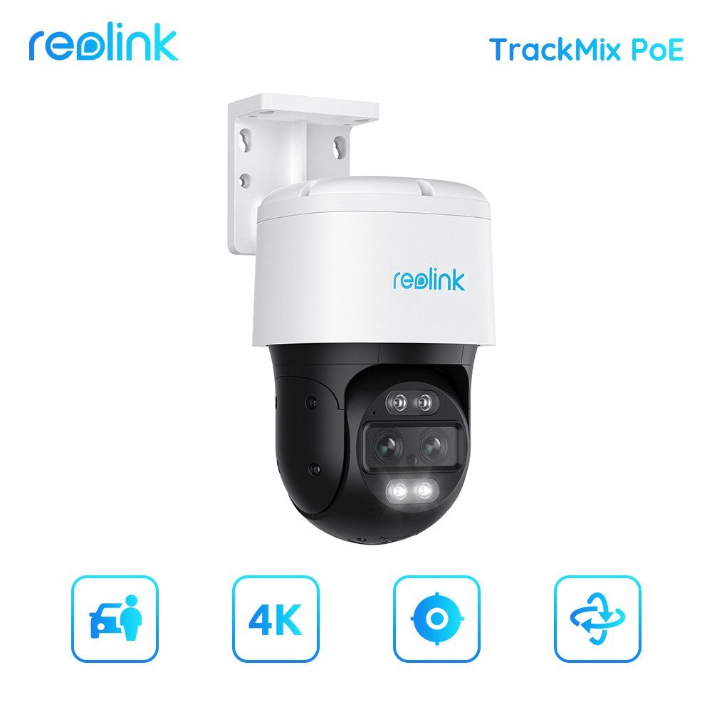 Reolink Trackmix PoE Überwachungskamera (Außenbereich, 2 Spotlights, 8MP, Smarte Bewegungserkennung, Dual-Objektiv, Farbige Nachtsicht)