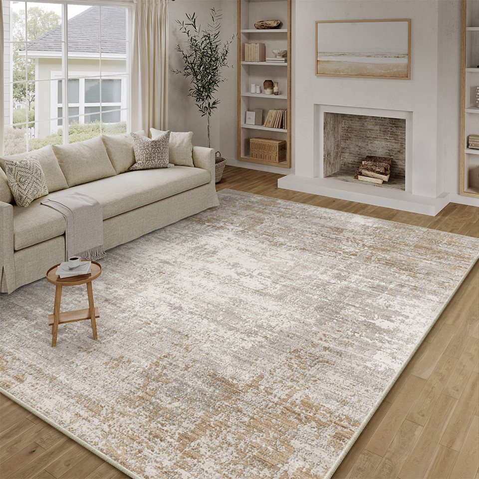 PURECOZY Teppich Kurzflo, Abstrakter Stil Teppich, rutschfest und pflegeleicht, rechteckig, Höhe: 6.1 mm, geeignet für verschiedene Innenräume