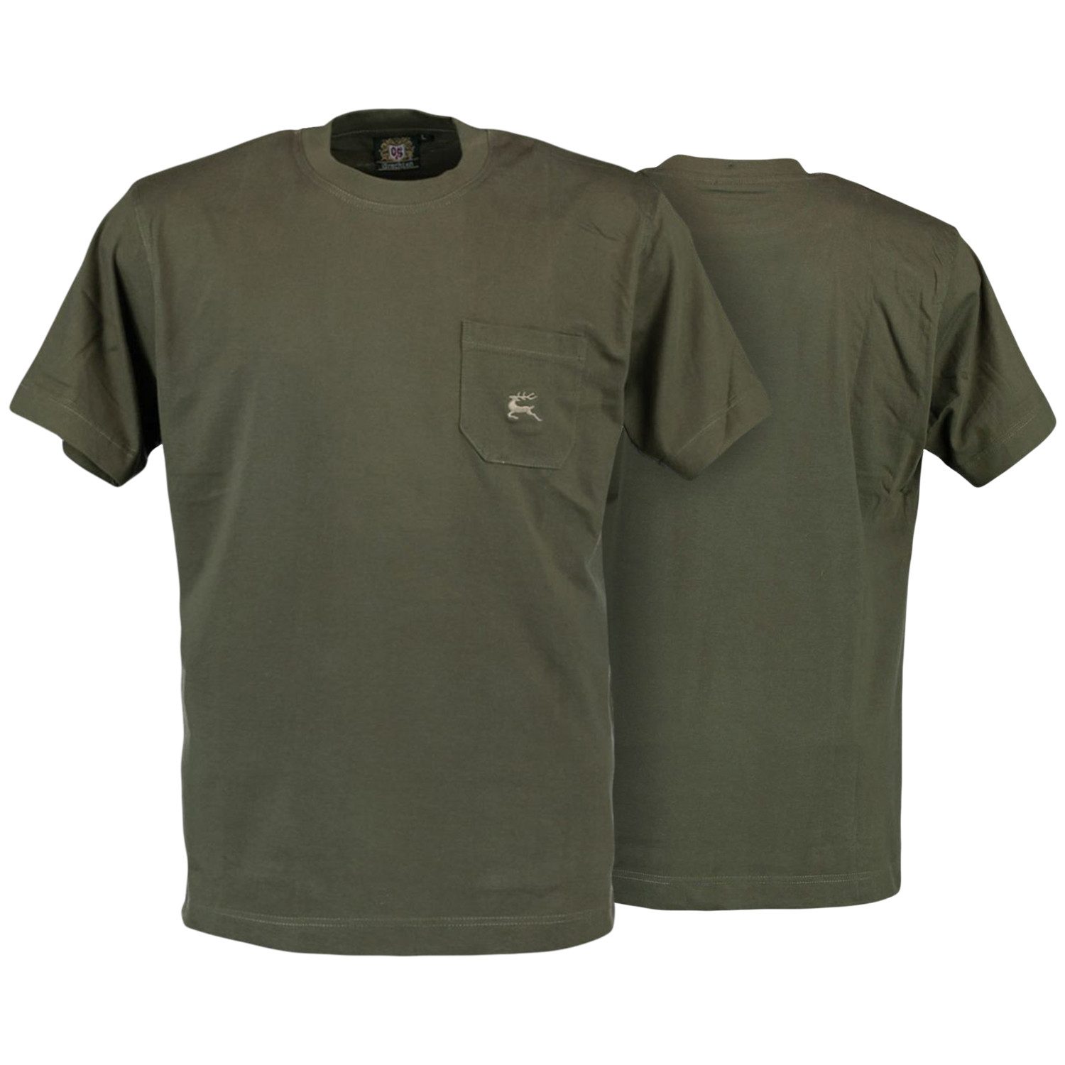 German Wear Trachtenshirt OJ11 (Spar-Set, 2er Pack) 2er Pack Jagd T-Shirt Trachtenmode Oliv