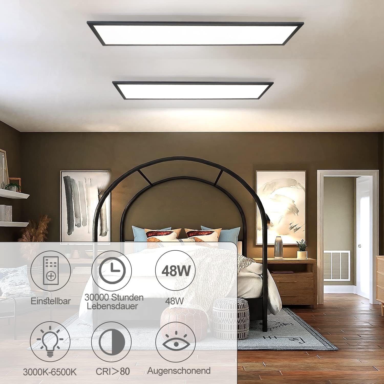 - Dimmbar mit LED Fernbedienung, fest LED Flach Deckenleuchte ZMH Panel integriert LED Wohnzimmer