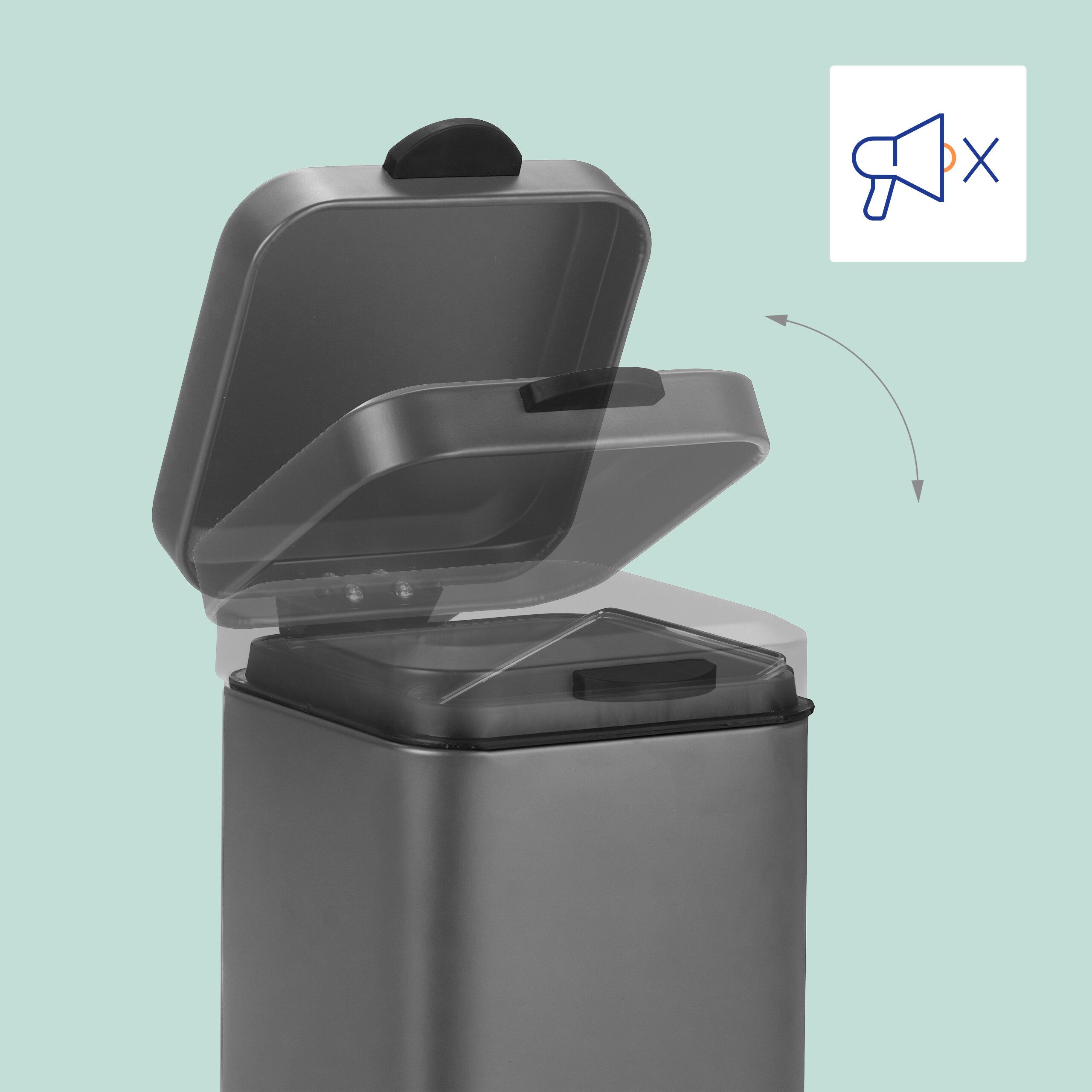 relaxdays Kosmetikeimer Wandmontage 3 Liter, grau – Bild 5 von 5