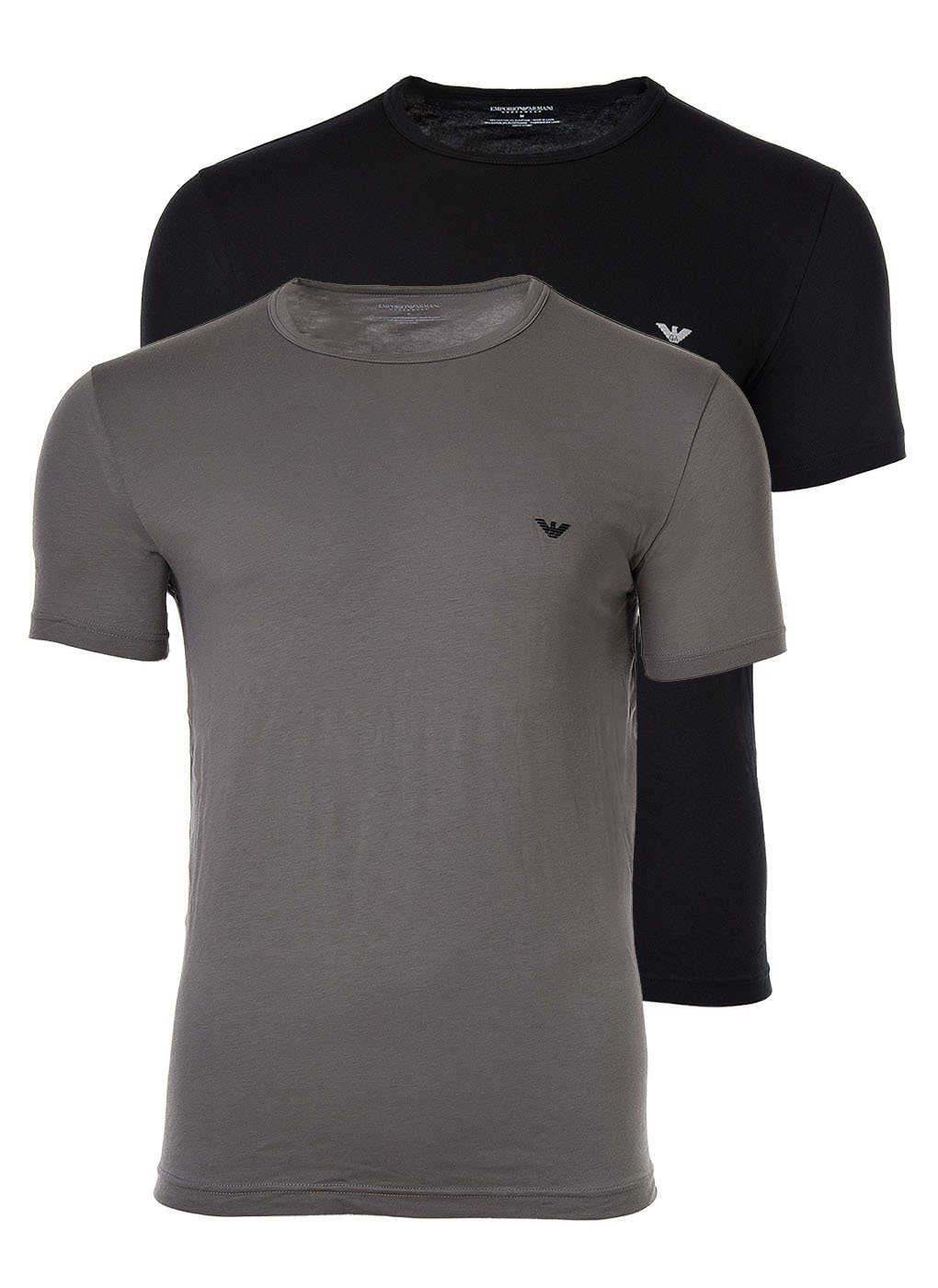 Emporio Armani T-Shirt Herren T-Shirt 2er Pack - Crew Neck, Rundhals schwarz/grau