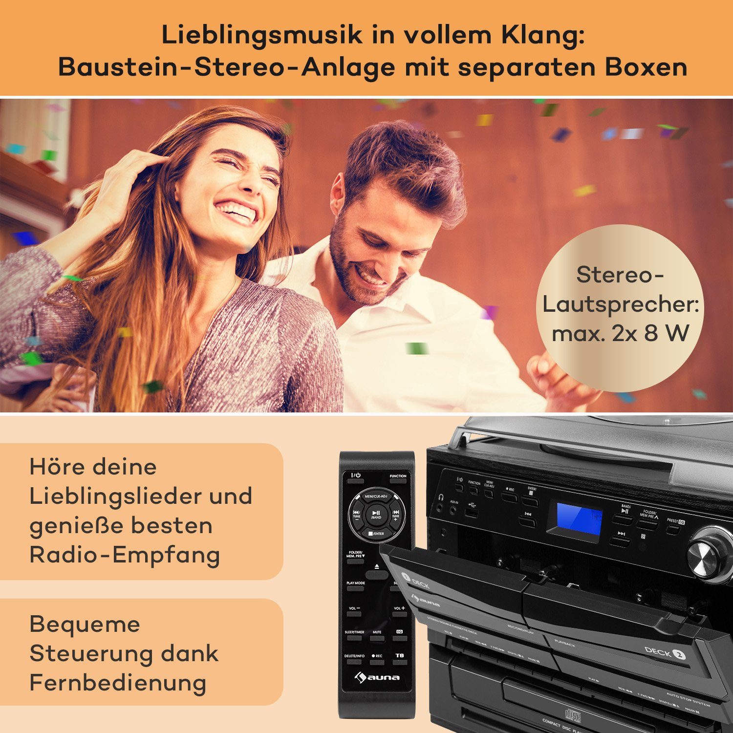 Kompaktanlage) W, Auna DAB+ CD Player Stereoanlage mit (FM Stereoanlage 388-DAB+ Radiotuner, Radio Vinyl und Musikanlage 10