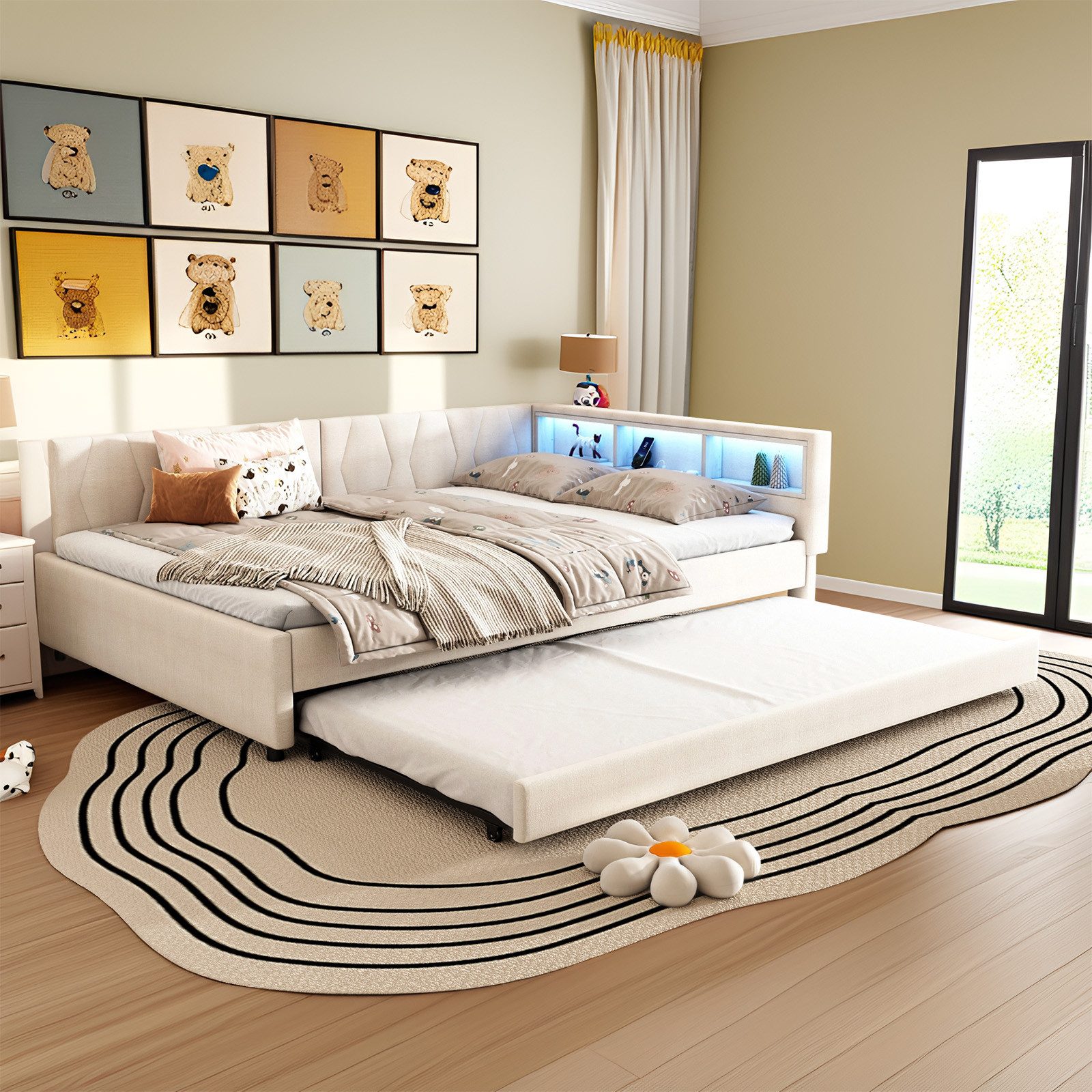 REDOM Schlafsofa Modernes Polsterbett mit LED-Beleuchtung, USB-Ladeanschlus günstig online kaufen