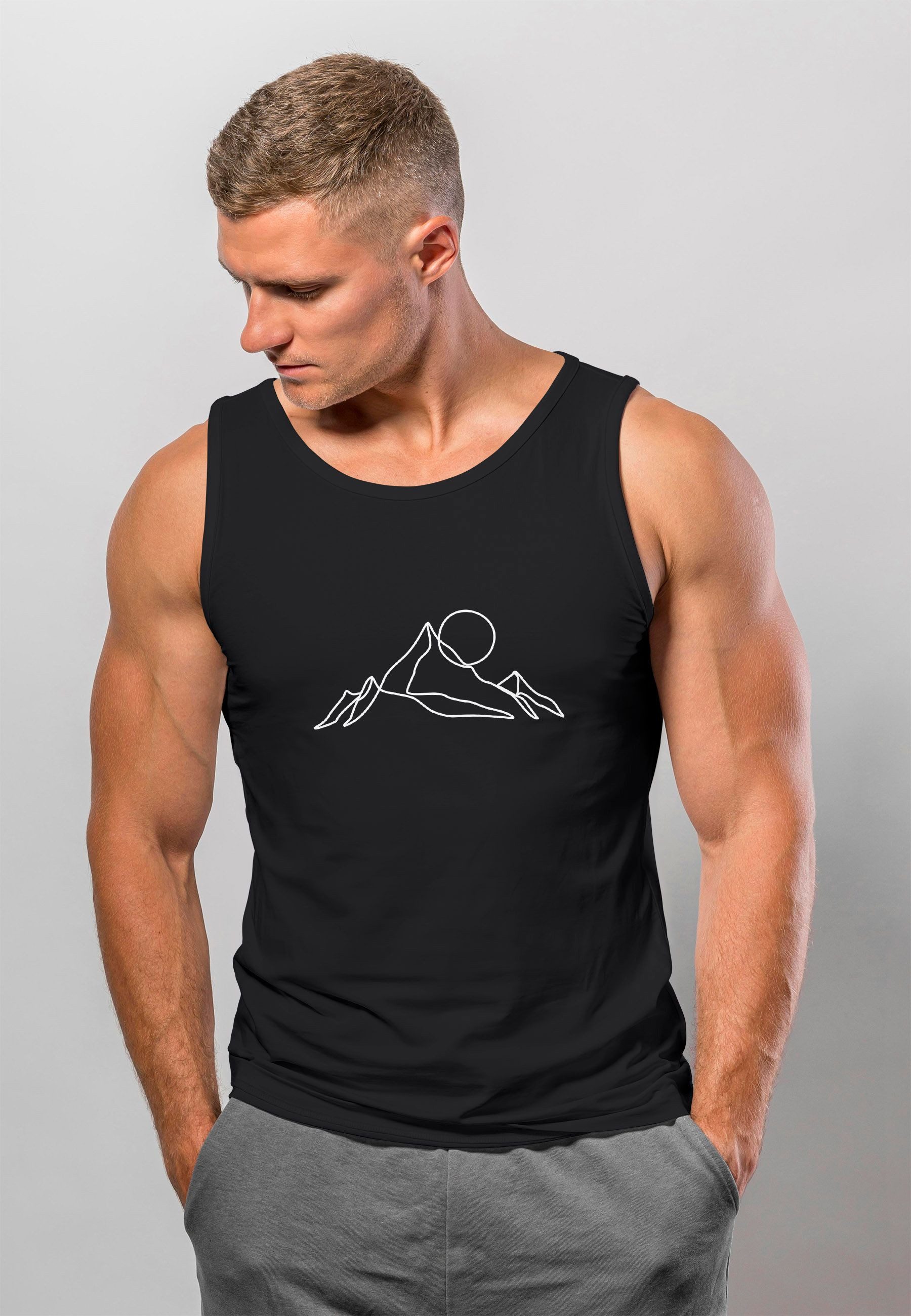 Neverless Tanktop Herren Tank-Top Berge Wandern Brustprint Aufdrucke Gebirge Outdoor mit Print – Bild 4 von 5