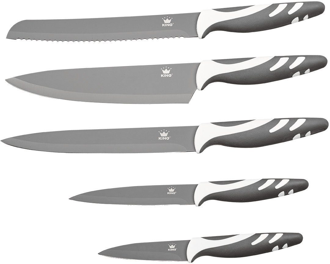8 tlg Messerset Edelstahl Küchenmesser Kochmesser Messer Messerblock Weiß