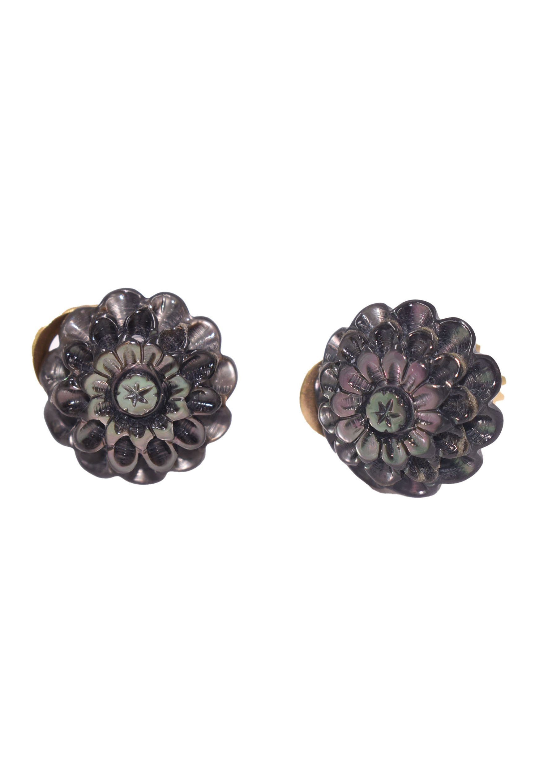 Firetti Paar Ohrclips Schmuck Geschenk Ohrschmuck ohne Ohrlöcher Abalone Blumen, Made in Germany - mit Abalone-Perlmutt