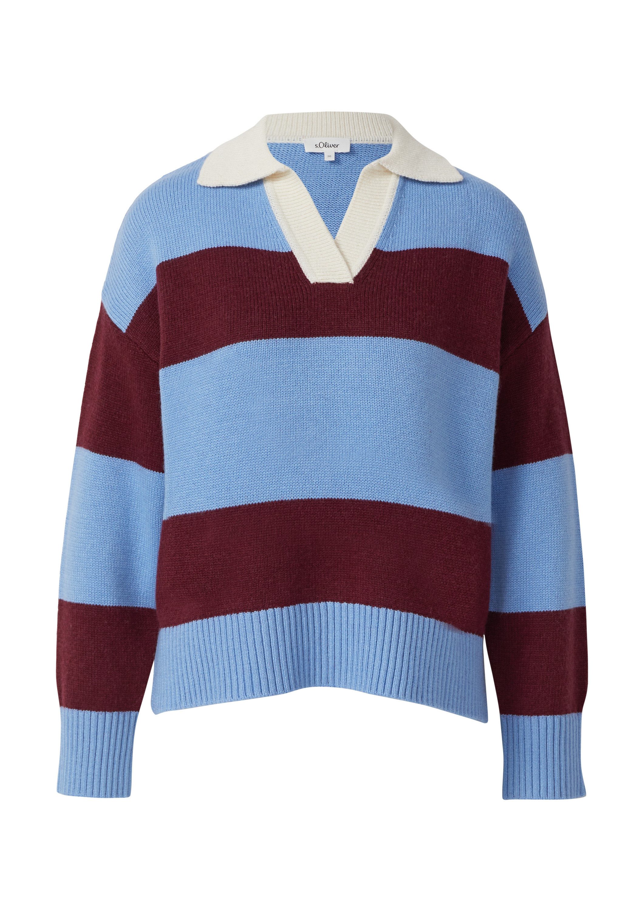 s.Oliver Longpullover Strickpullover Strickpullover aus Viskosemix mit Krag günstig online kaufen