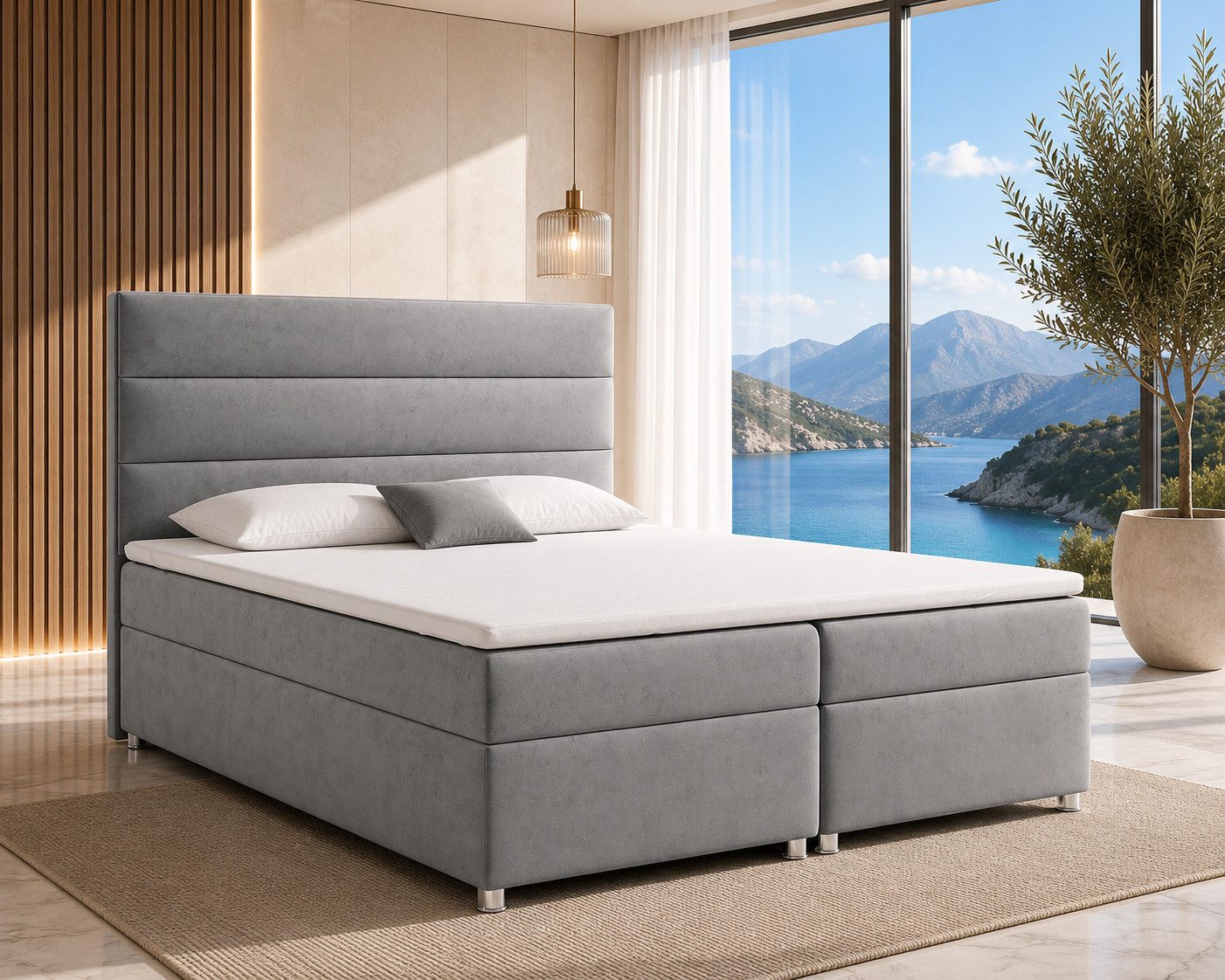Best for Home Boxspringbett mit Bettkasten Trinity K1 Bonell-Matratze inkl. Komfort Topper (Polsterbett Doppelbett Boxbett mit gepolstertes Kopfteil, versch. Größen, 1-St., 140x200 160x200 180x200 200x200 cm), Handwerksqualität