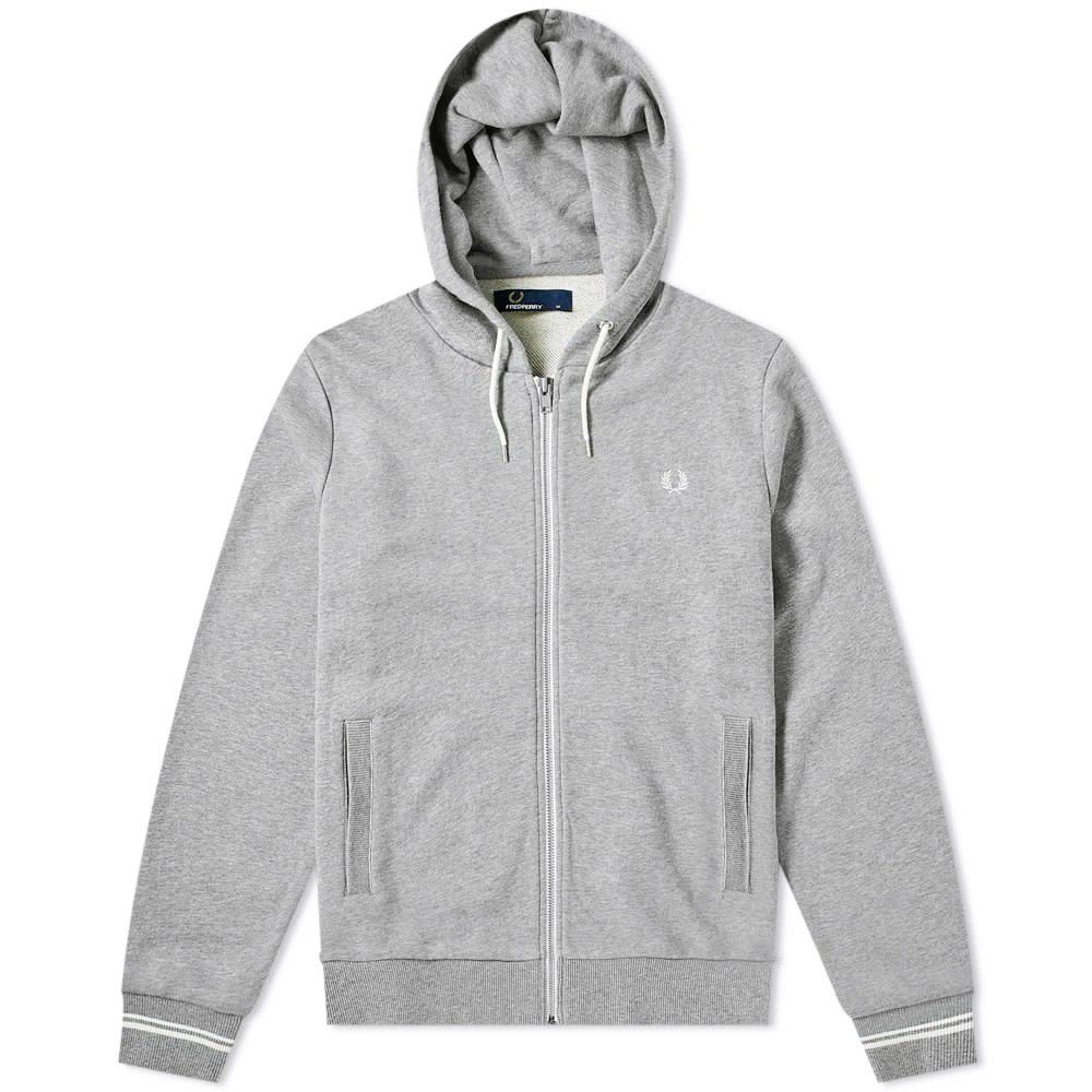 Fred Perry Kapuzensweatjacke Fred Perry Sweatjacke, Fred Perry Hooded Zip Through Sweatshirt. Kapuze, Kragenlos, Logostickerei, Kangarutasche