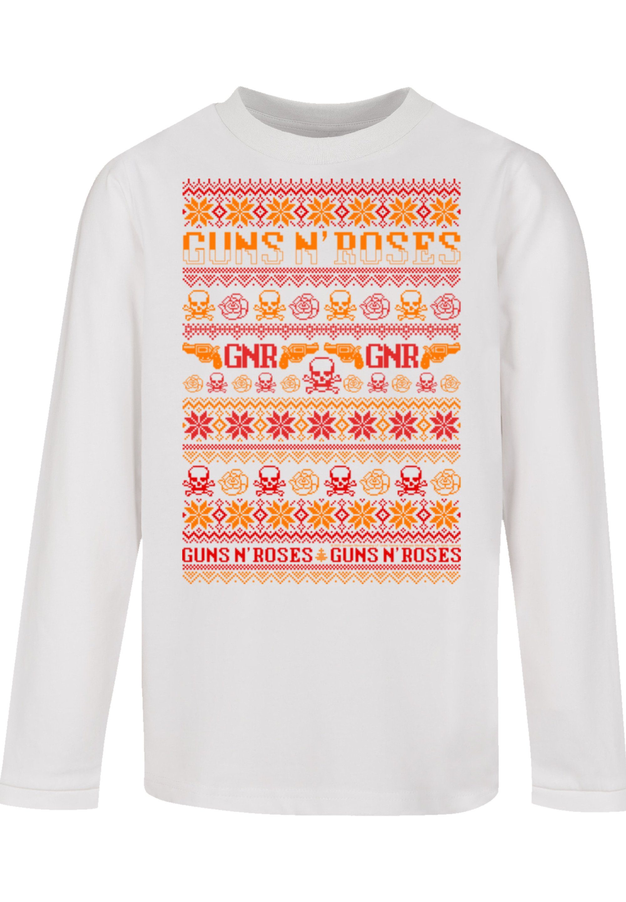 F4NT4STIC T-Shirt Guns n\' Ärmelbündchen Roses Weihnachten Christmas breiten, Musik,Band,Logo, Weiter Schnitt bequemen mit