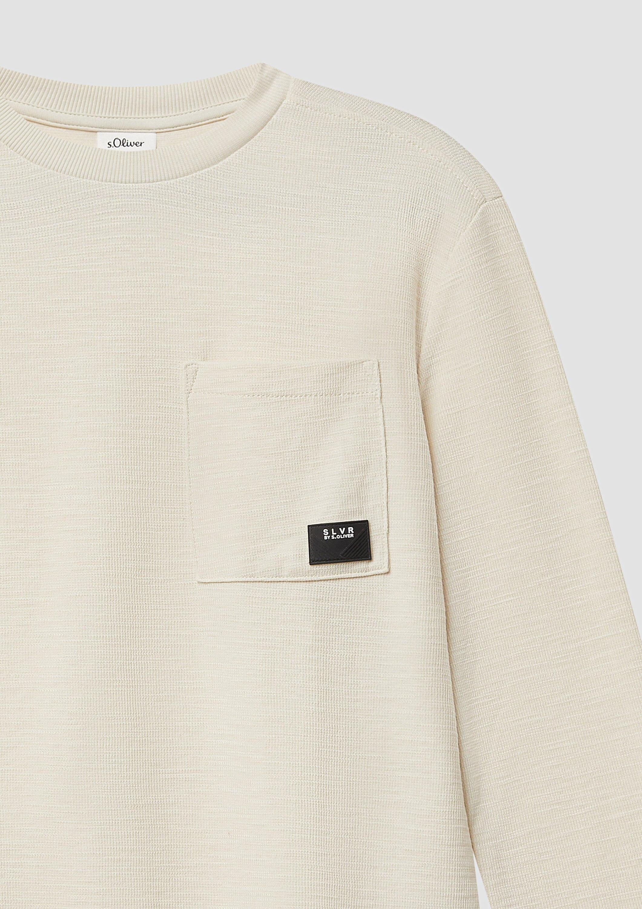 s.Oliver Langarmshirt T-Shirt Longsleeve aus strukturiertem Jersey mit Brusttasche