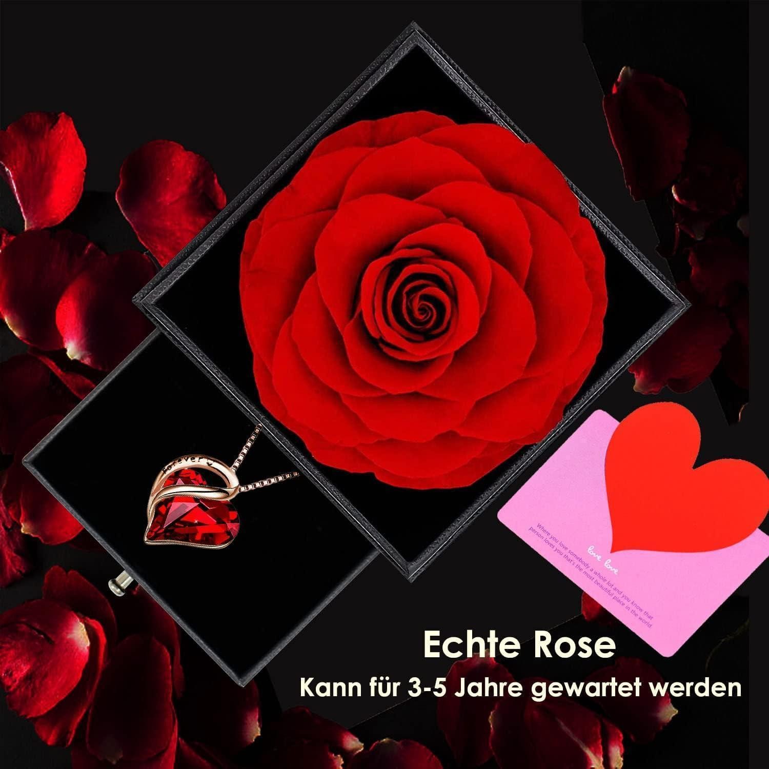 LuxusKollektion Kette und Anhänger Set Ewige Rose Box Damen Kette Geschenk 925 Silber Kristall Halskette – Bild 3 von 5