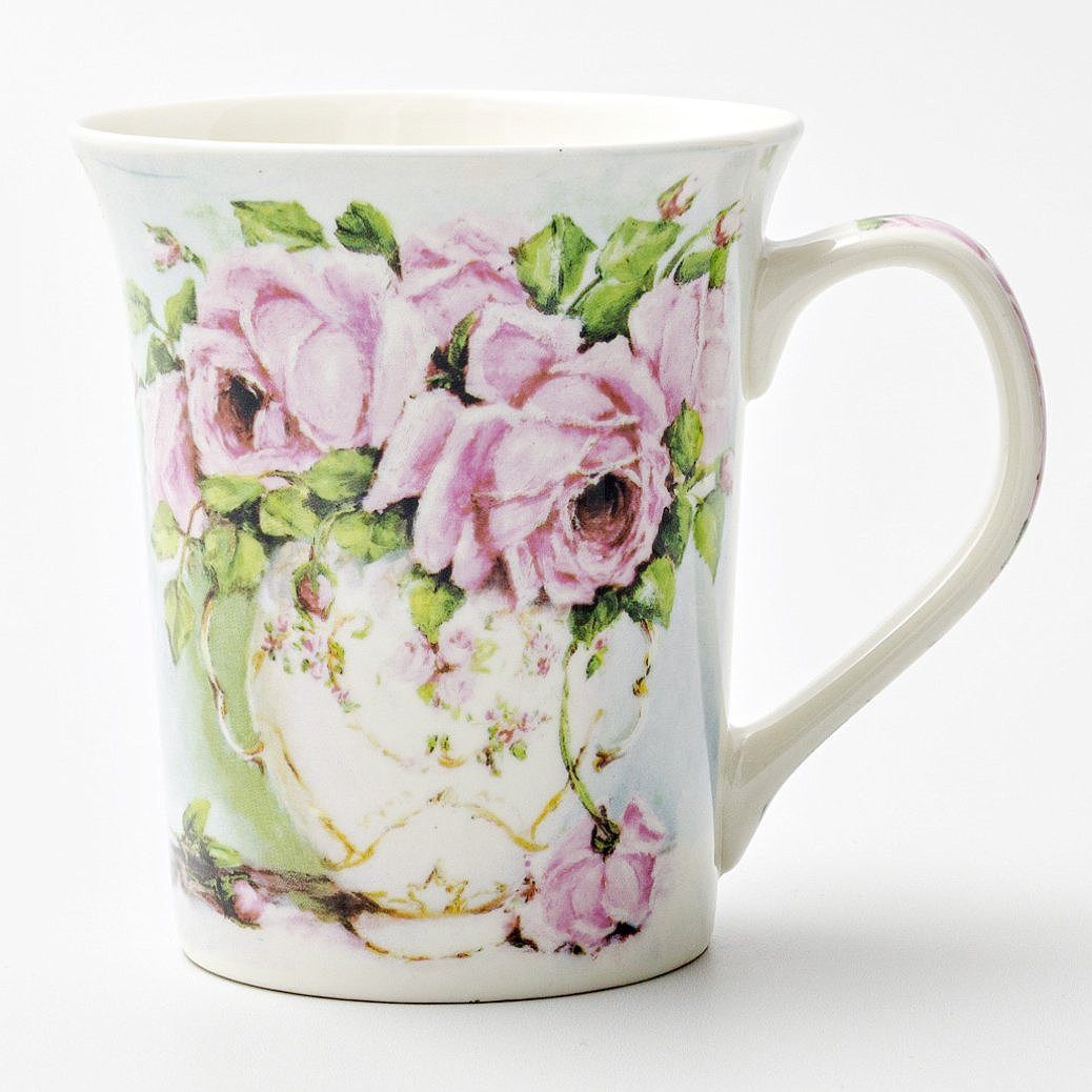 Clayre & Eef Tasse Romantischer Clayre & Eef Tasse Kaffeebecher 350 ml Rosenmotiv