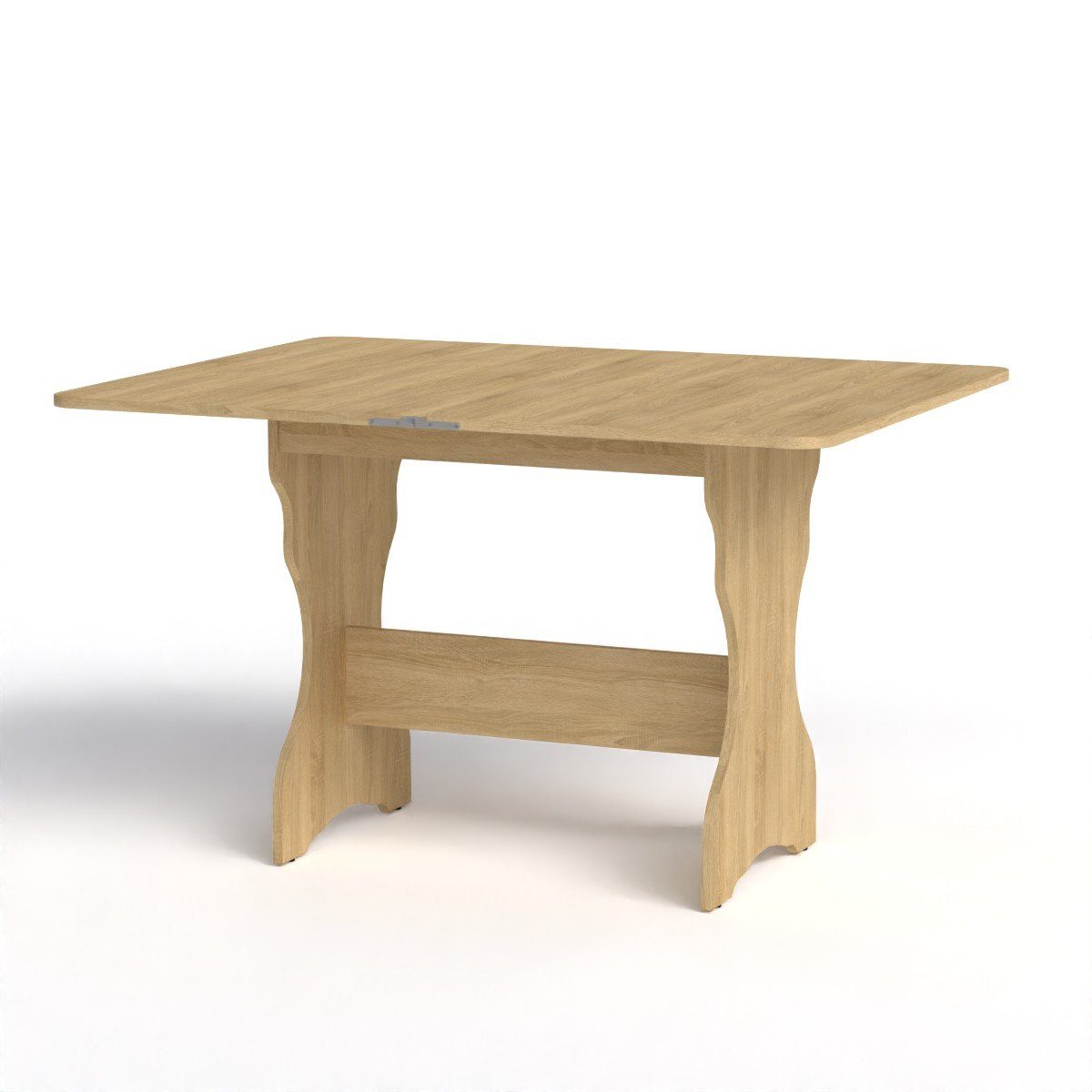 Rodnik Esstisch, ausklappbar platzsparend, drehbare Tischplatte mit abgerundeten Ecken sonoma Eiche