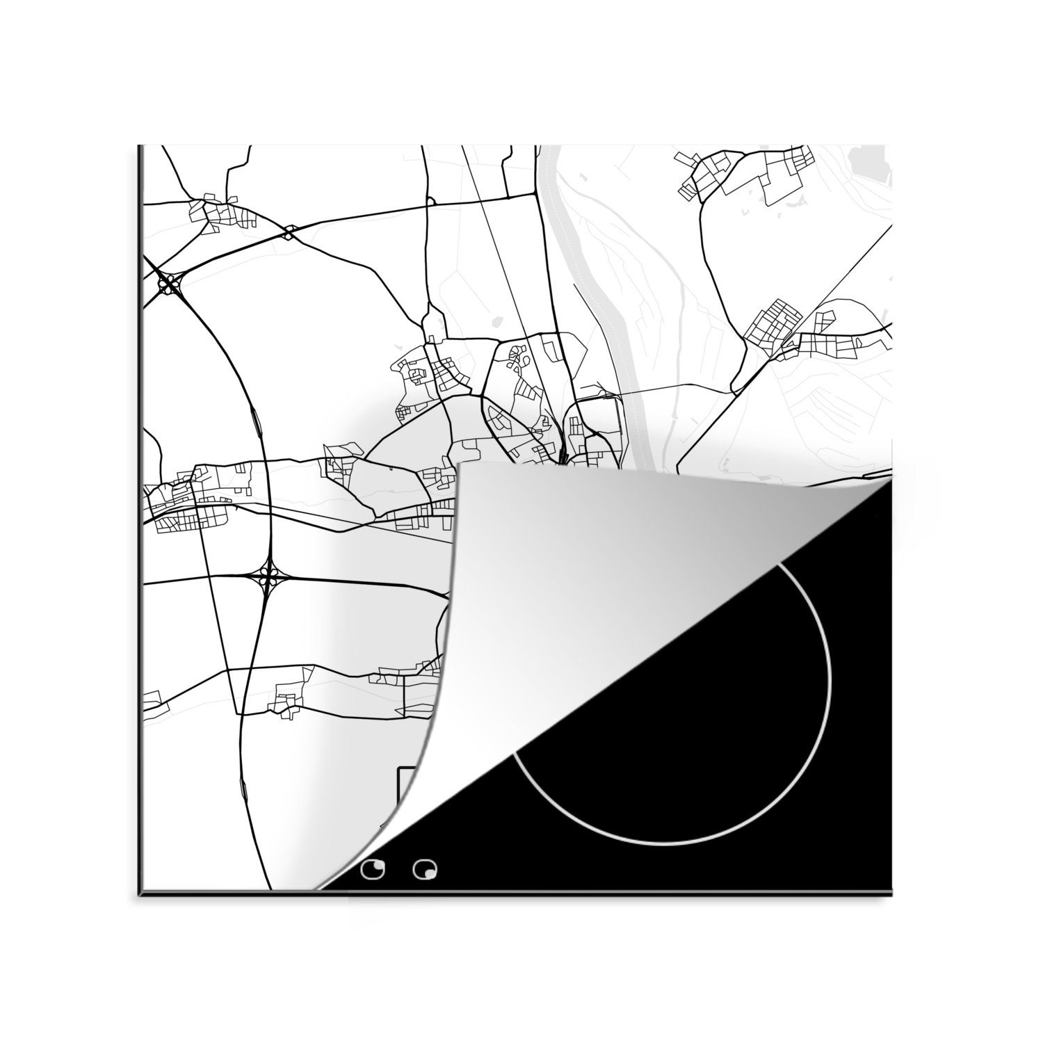 MuchoWow Herdblende-/Abdeckplatte Karte - Worms - Stadtplan, Vinyl, (1 tlg), 78x78 cm, Ceranfeldabdeckung, Arbeitsplatte für küche