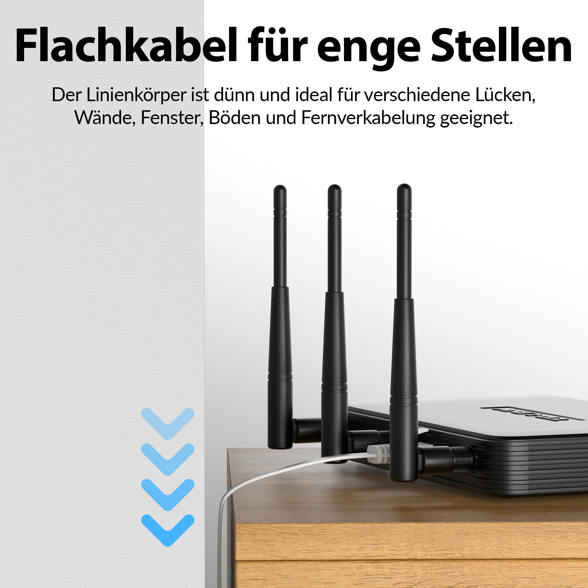 JAMEGA CAT 6 Patchkabel Flach, RJ45 LAN Kabel Ethernet Netzwerkkabel LAN-Kabel, CAT.6, RJ-45 Stecker (Ethernet) (150 cm)