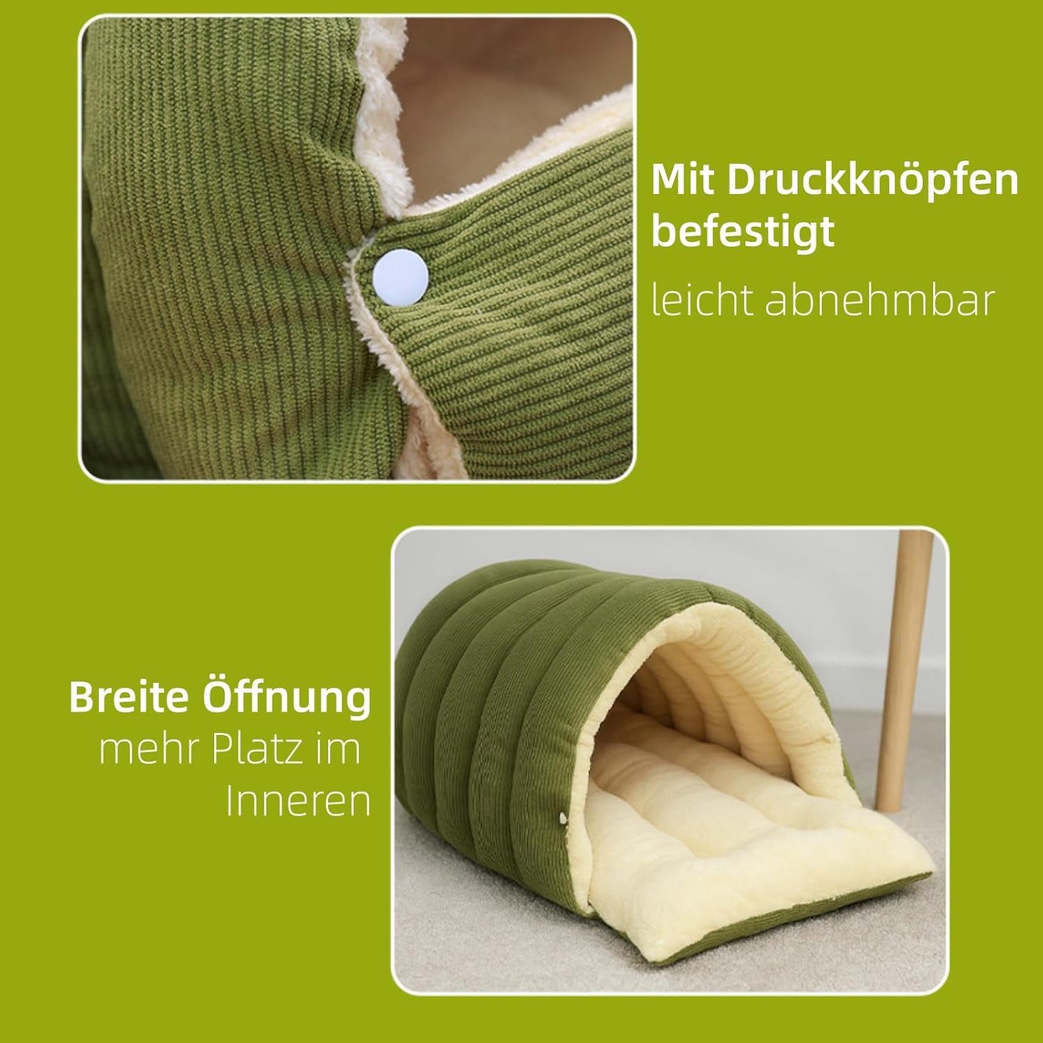 LaCute Tierbett Katzenhöhle 2-in-1 faltbar Plüsch Katzenbett Haustierbett klein, Plüsch (Polyester), 2-in-1 Katzenhöhle faltbar Plüschbett für Katzen kleine Hun – Bild 2 von 4