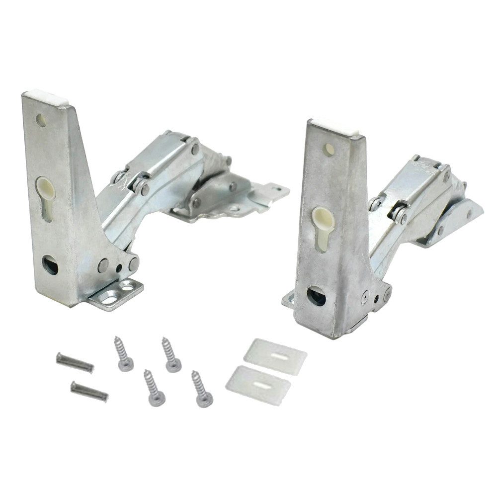Trade-Shop Montagezubehör Scharnier-Set passend für Candy Hoover 49001774, Gorenje 331776 560310, Geeignet für oben und unten am Kühlschrank / Gefrierschrank