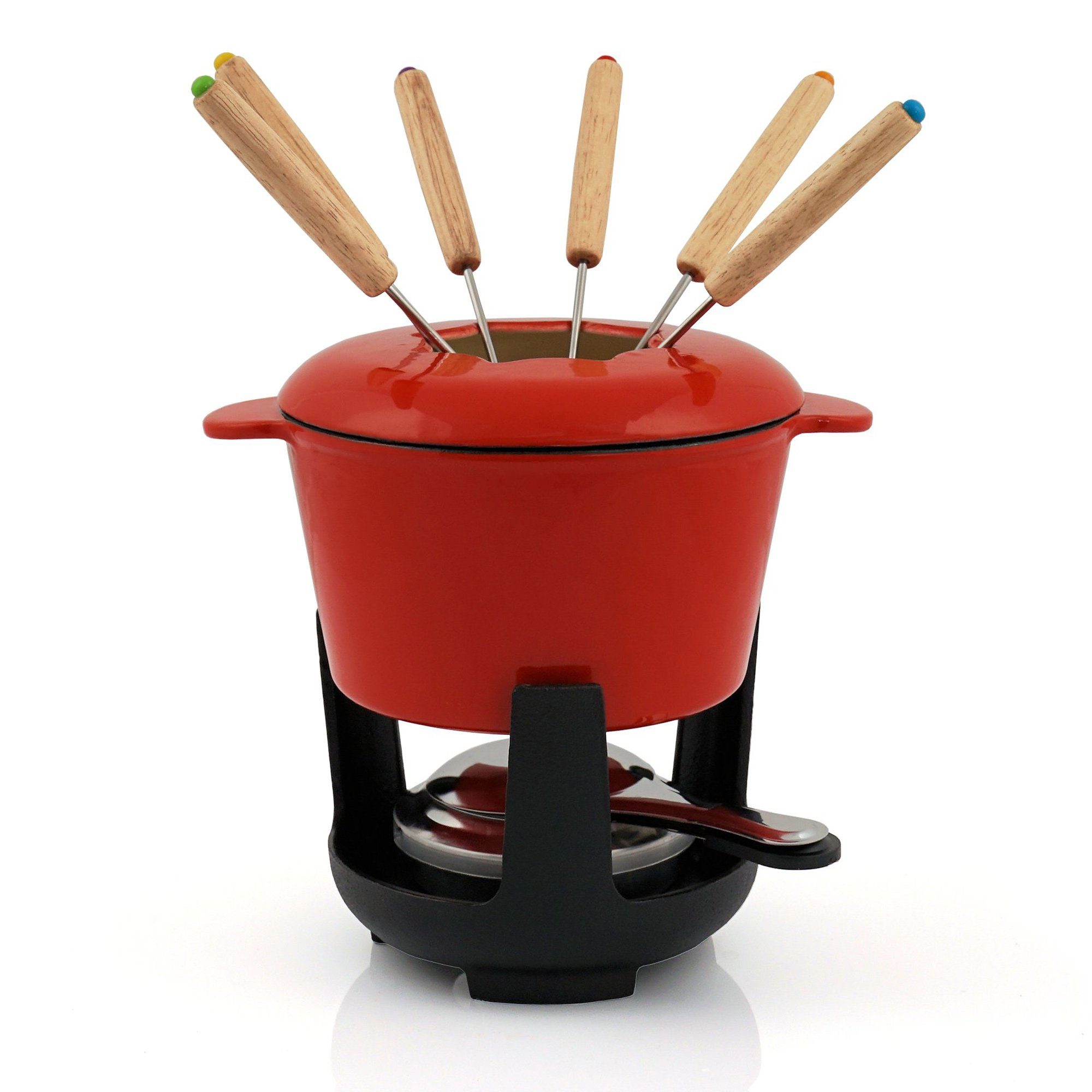 BBQ-Toro Fonduetopf 13-teiliges Gusseisen Fondue Set für 6 Personen, 1 L, emailliert, Gusseisen (Set, 13-tlg) | Fonduetöpfe