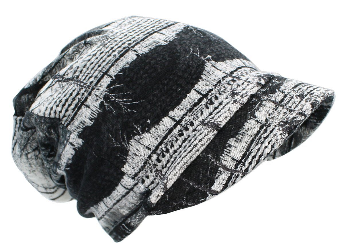 mit Beanie Schirm Schirmmütze Weiche Weicher Material weichem Leichtes dy_mode Kappe Mütze BM215-BlackWhite Schirm, Schirmmütze Damen