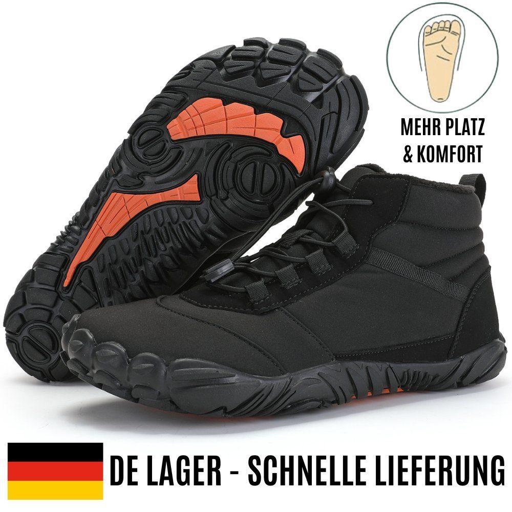 Home & Joy Barfußschuh (warm & weich gefüttert, atmungsaktiv, wasserabweisend, rutschfest, bequem) Damen & Herren Winter-Stiefel Wander-Schuhe Sport Черевики Fleece Fell