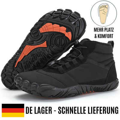 Home & Joy Barfußschuh (warm & weich gefüttert, atmungsaktiv, wasserabweisend, rutschfest, bequem) Damen & Herren Winter-Stiefel Wander-Schuhe Sport Boots Fleece Fell