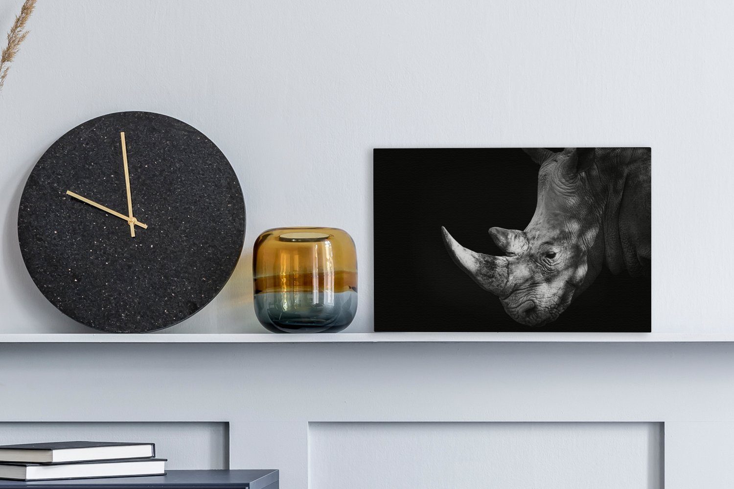 OneMillionCanvasses® Leinwandbild Schwarzes und weißes Nashorn günstig online kaufen