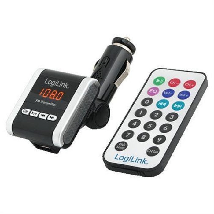 LogiLink FM0001A KFZ-Transmitter UKW zu USB Typ A SD-Karten-Slot FM Transmitter mit MP3 Player und Fernbedienung für KFZ Auto