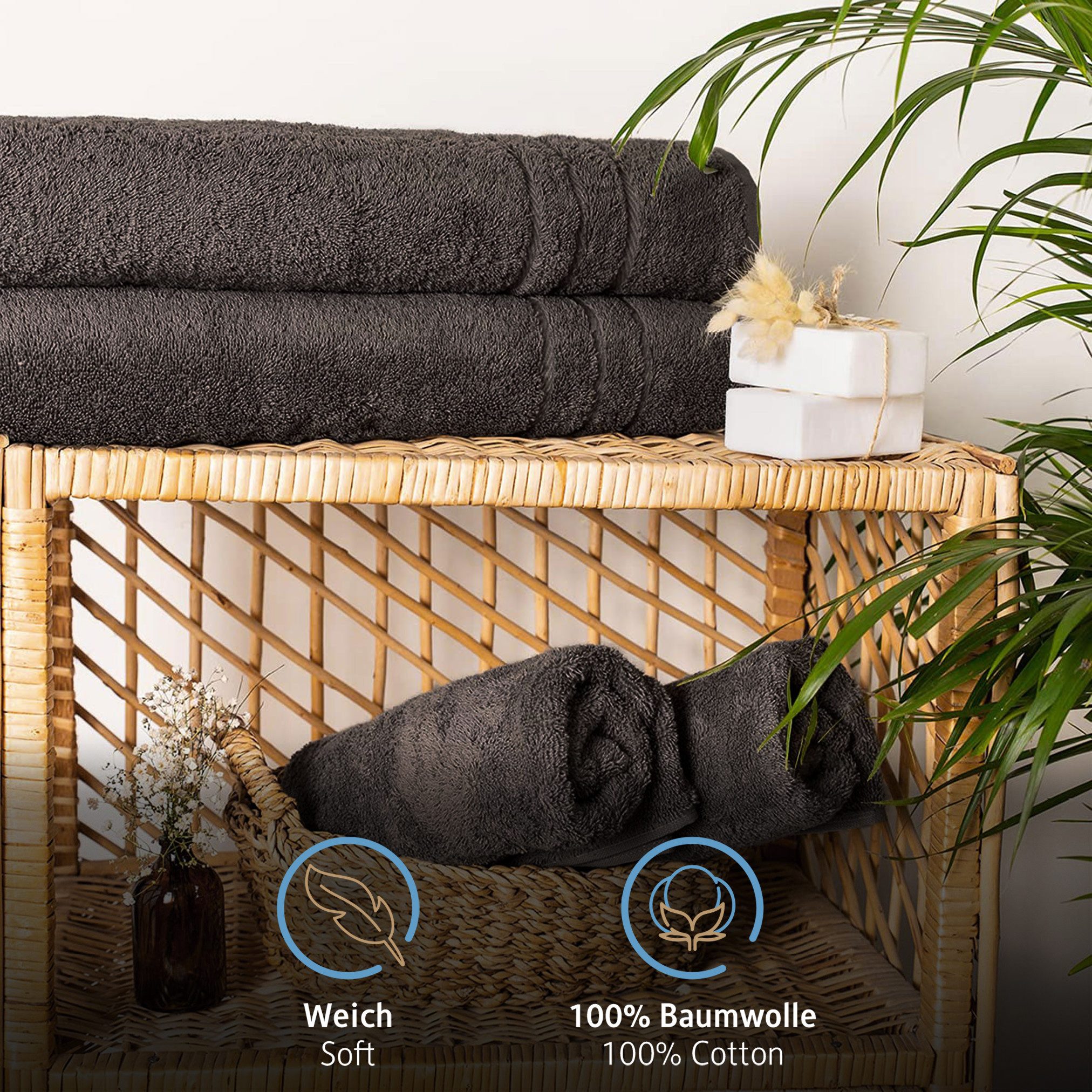 Komfortec Saunatuch 100x200 cm Badetuch aus 100% Baumwolle, Frottee (1-St), günstig online kaufen