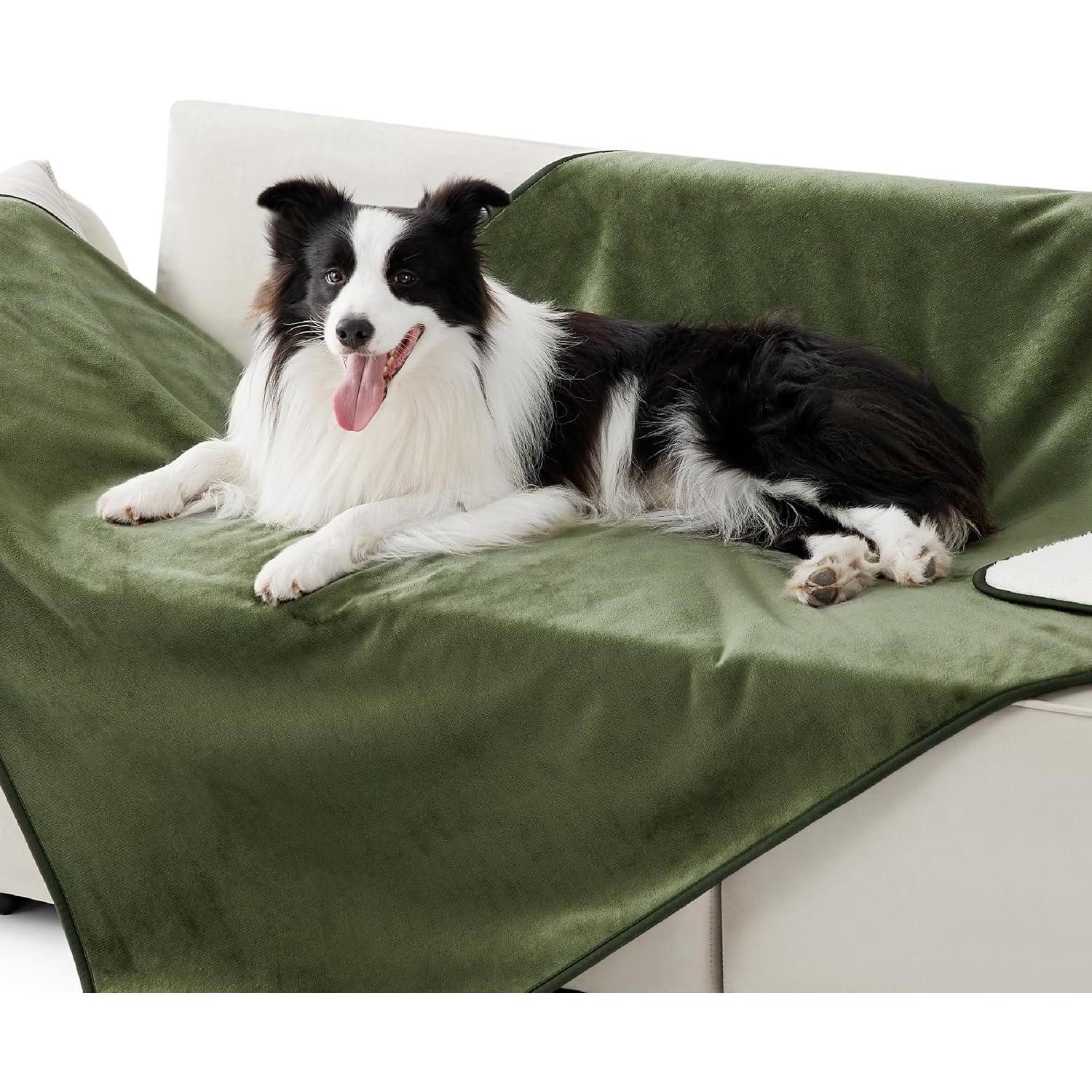 LuxusKollektion Tierdecke Hundedecke wasserdicht waschbar Sherpa XL (127x152cm) Olivgrün