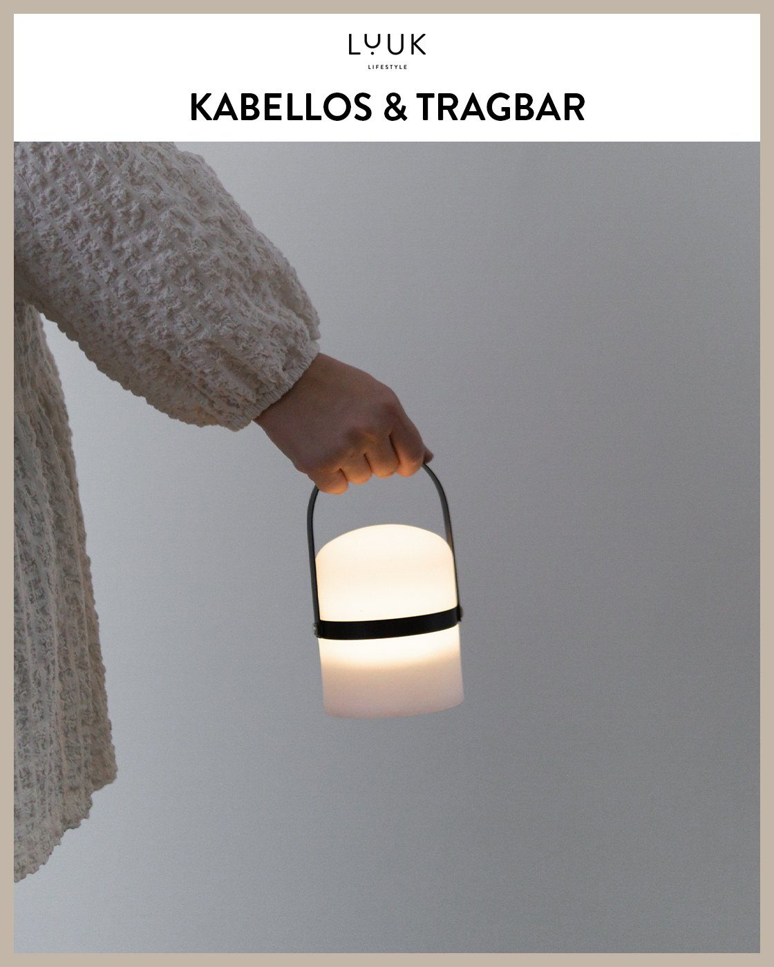 LUUK LIFESTYLE LED Außen-Tischleuchte Sävar, Ein-/Ausschalter, Dimmfunktion, mehrere Helligkeitsstufen, LED fest integriert, Warmweiß, 72 Std. Leuchtdauer, IP44, dimmbar, mobil & wiederaufladbar