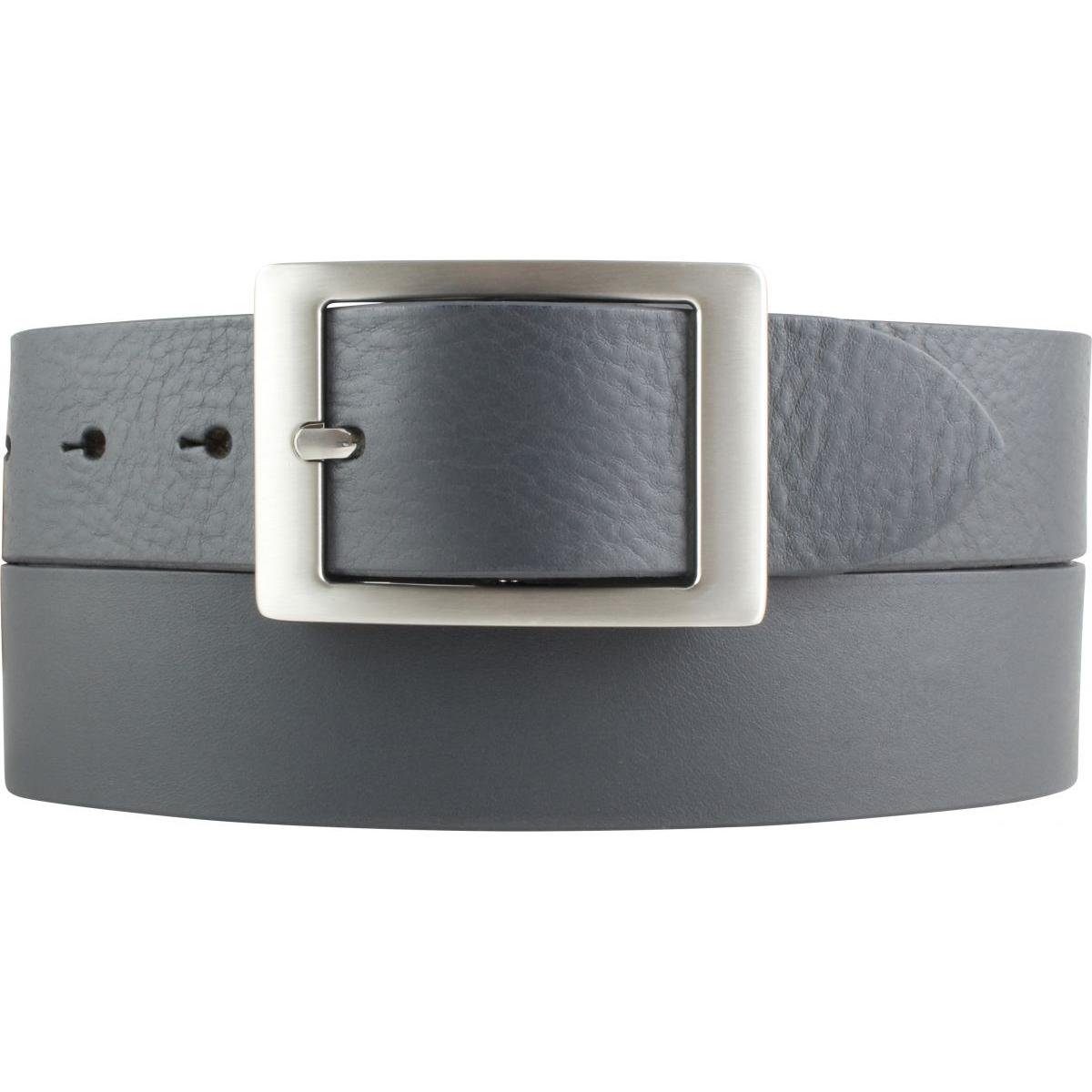 BELTINGER Ledergürtel Jeansgürtel aus Vollrindleder 4 cm - Jeans-Gürtel für Damen Herren 40m Dunkelgrau, Silber