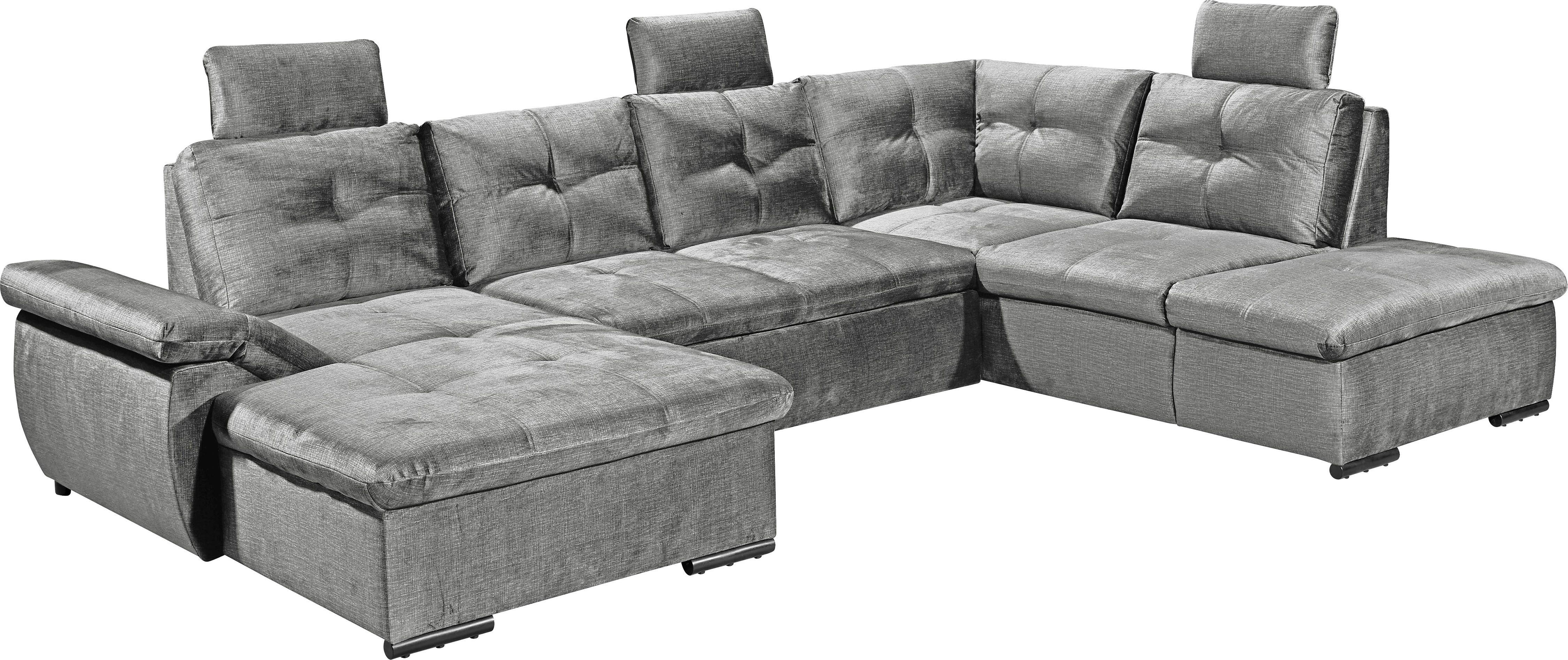 ED EXCITING DESIGN Wohnlandschaft Alija U-Form, mit Bettfunktion, Bettkasten, Armteilverstellung & Kopfstützen