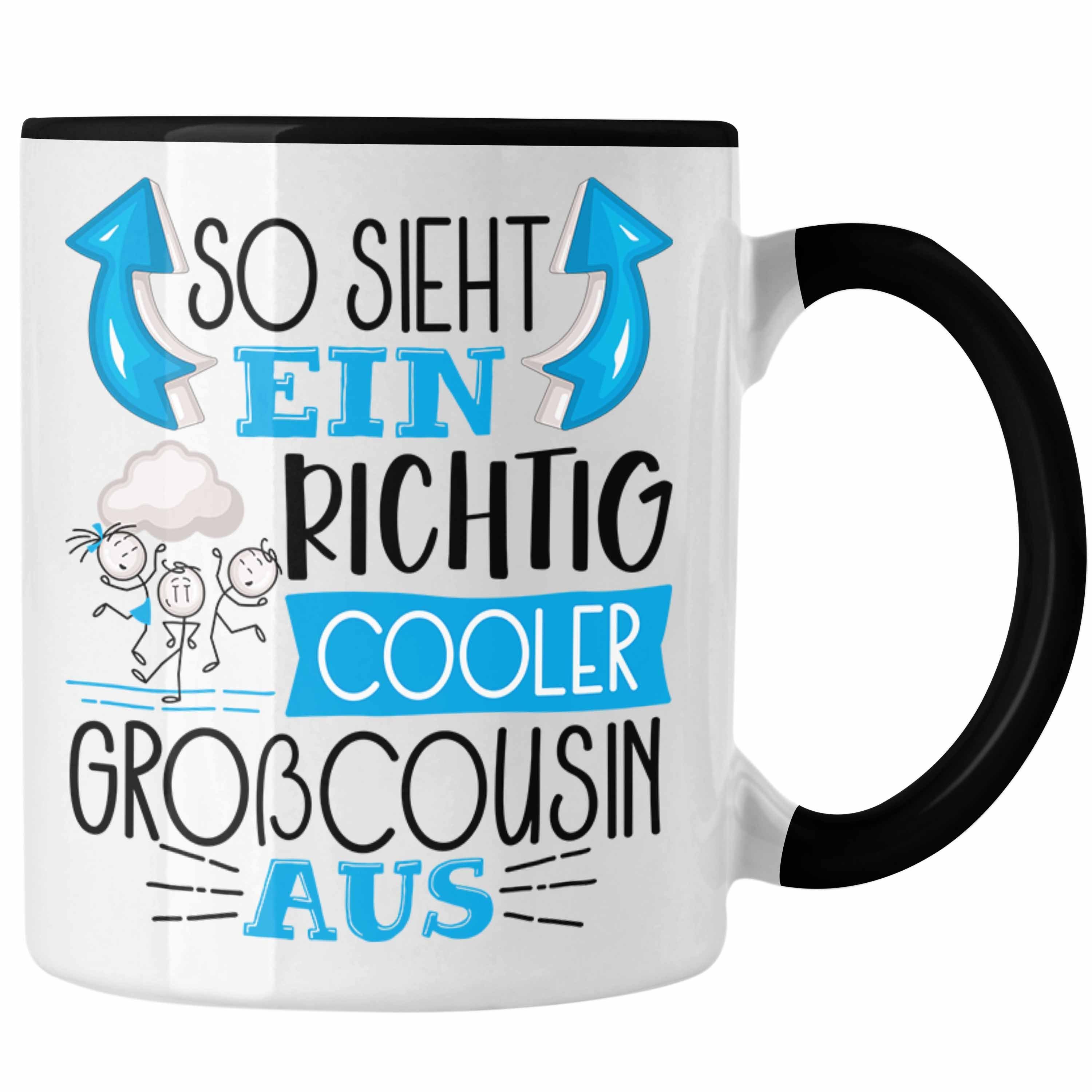 Trendation Tasse Großcousin Tasse Geschenk So Sieht Ein RIchtig Cooler Großcousin Aus Schwarz