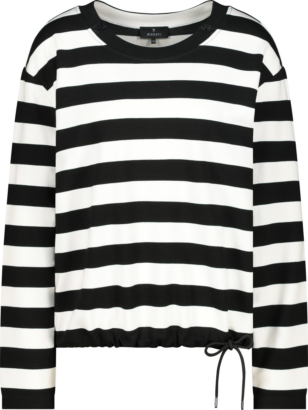 Monari Sweatshirt Sweatshirt Ringel Mit Rundhalsausschnitt mit Schmuckdetails