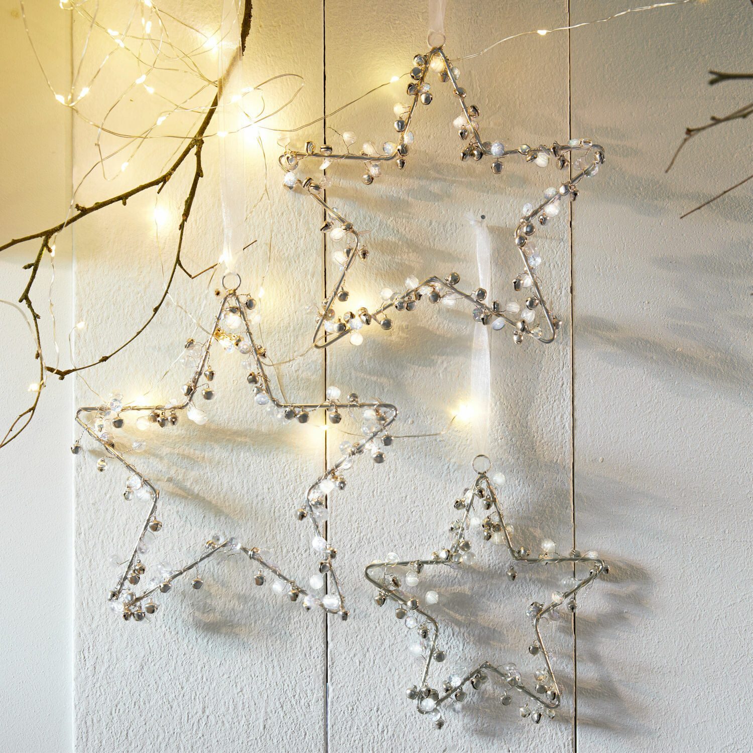 Mirabeau Christbaumschmuck Weihnachtsschmuck 3er Set Harley silber, Weihnachtsdekoration