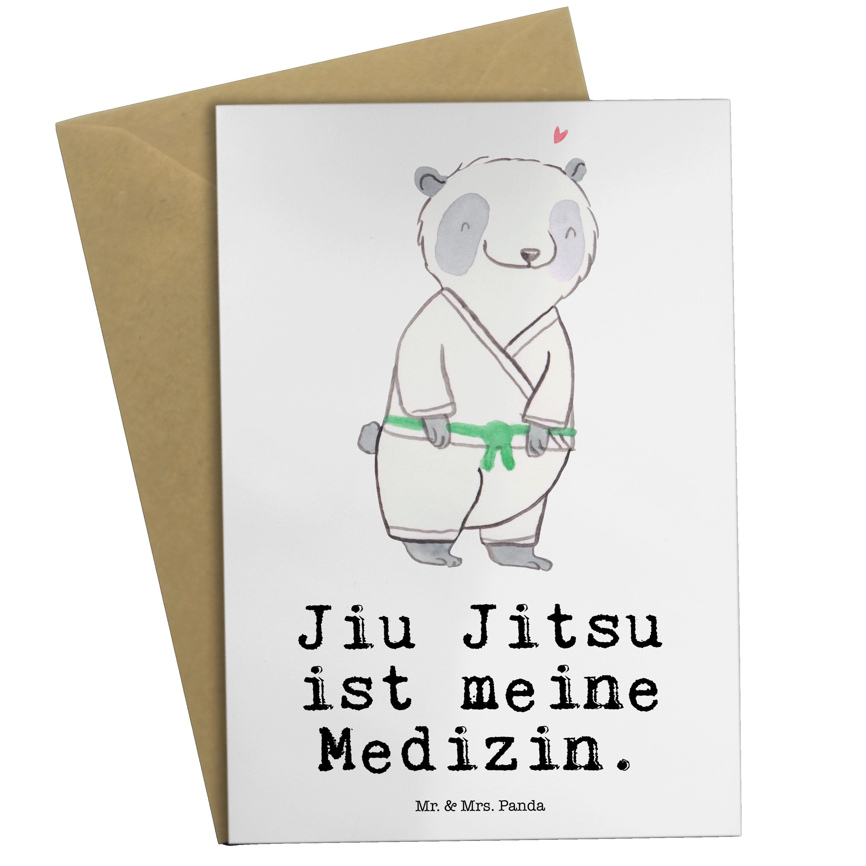 Medizin - Mr. - Panda & Sport, Dankeschön, Panda Jitsu Geschenk, Weiß Einladu Jiu Grußkarte Mrs.